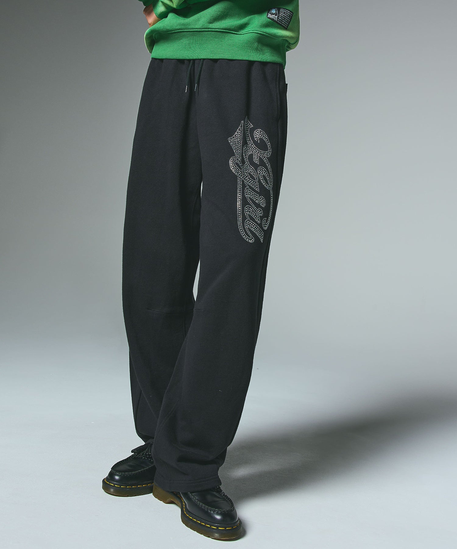 RHINESTONE CURSIVE LOGO SWEAT PANTS