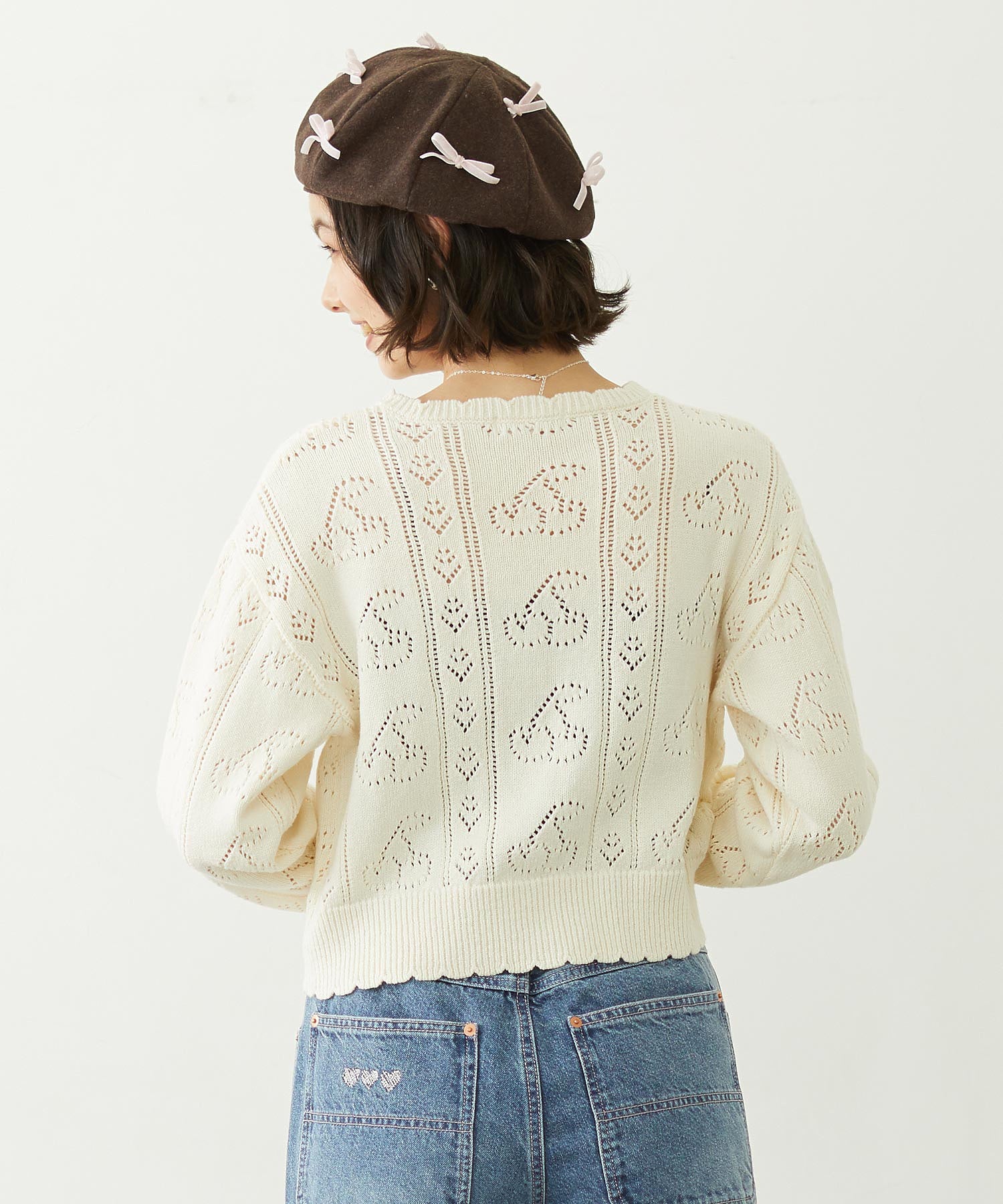 CHERRY OPEN KNIT CARDIGAN