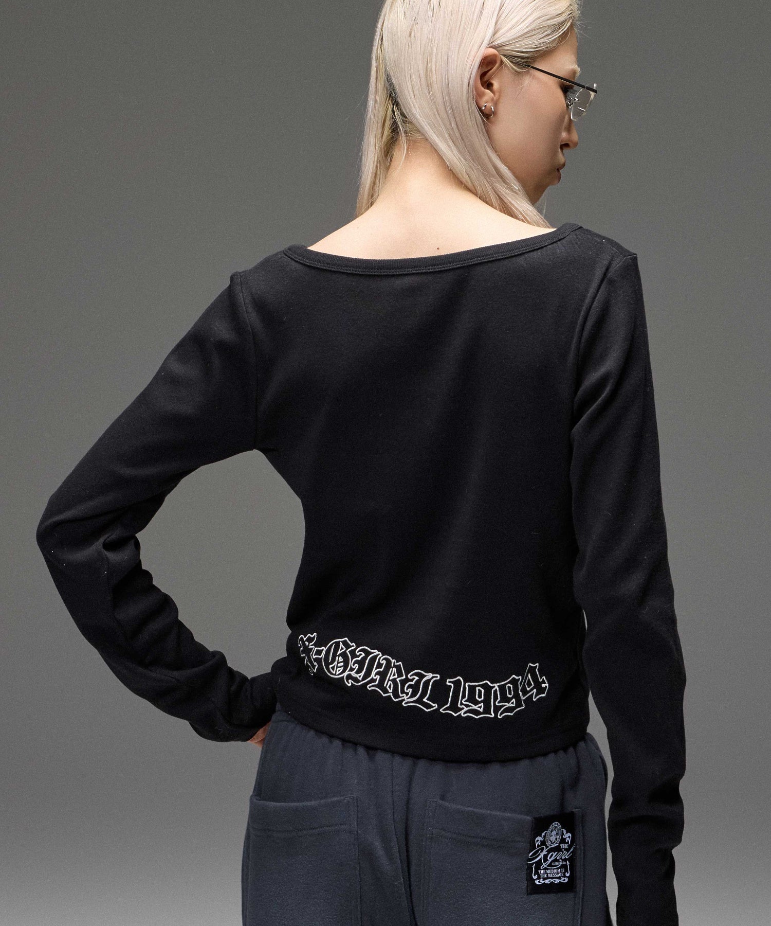 STRING COLLAR L/S COMPACT TOP