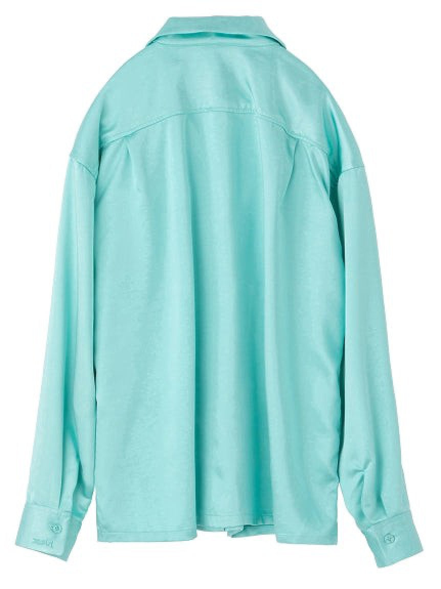 SATIN OPEN COLLAR SHIRT X-girl