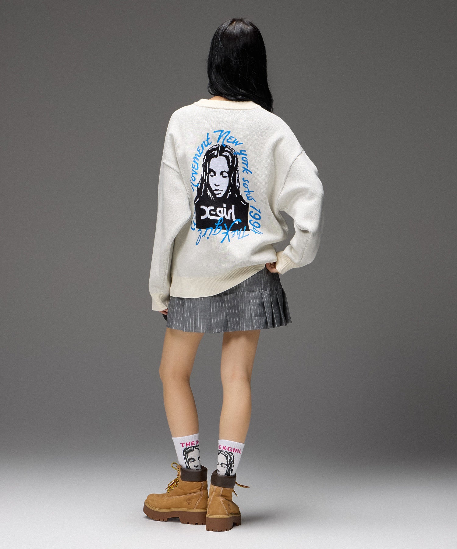 HAND DRAWN LOGO AND FACE KNIT TOP