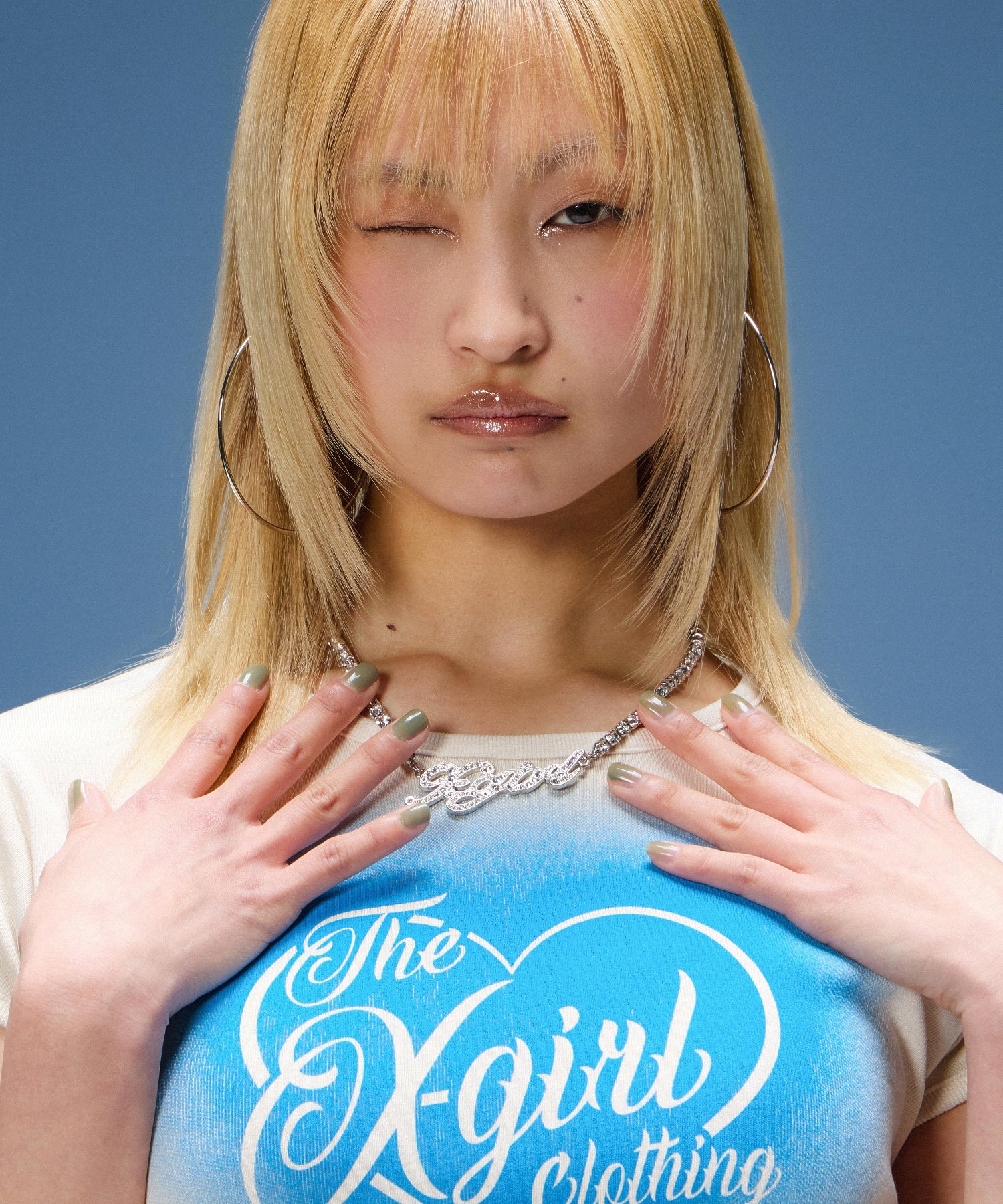 RHINESTONE CURSIVE LOGO NECKLACE
