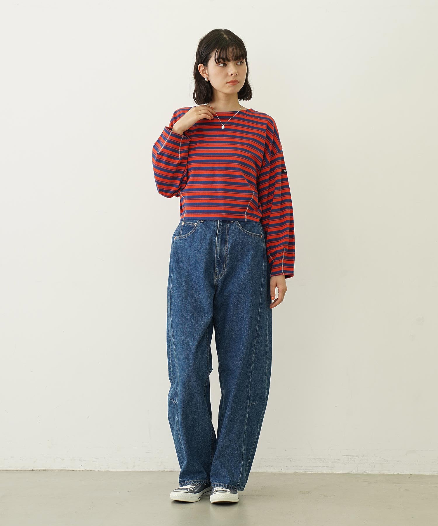 TUCK STRIPE L/S TOP