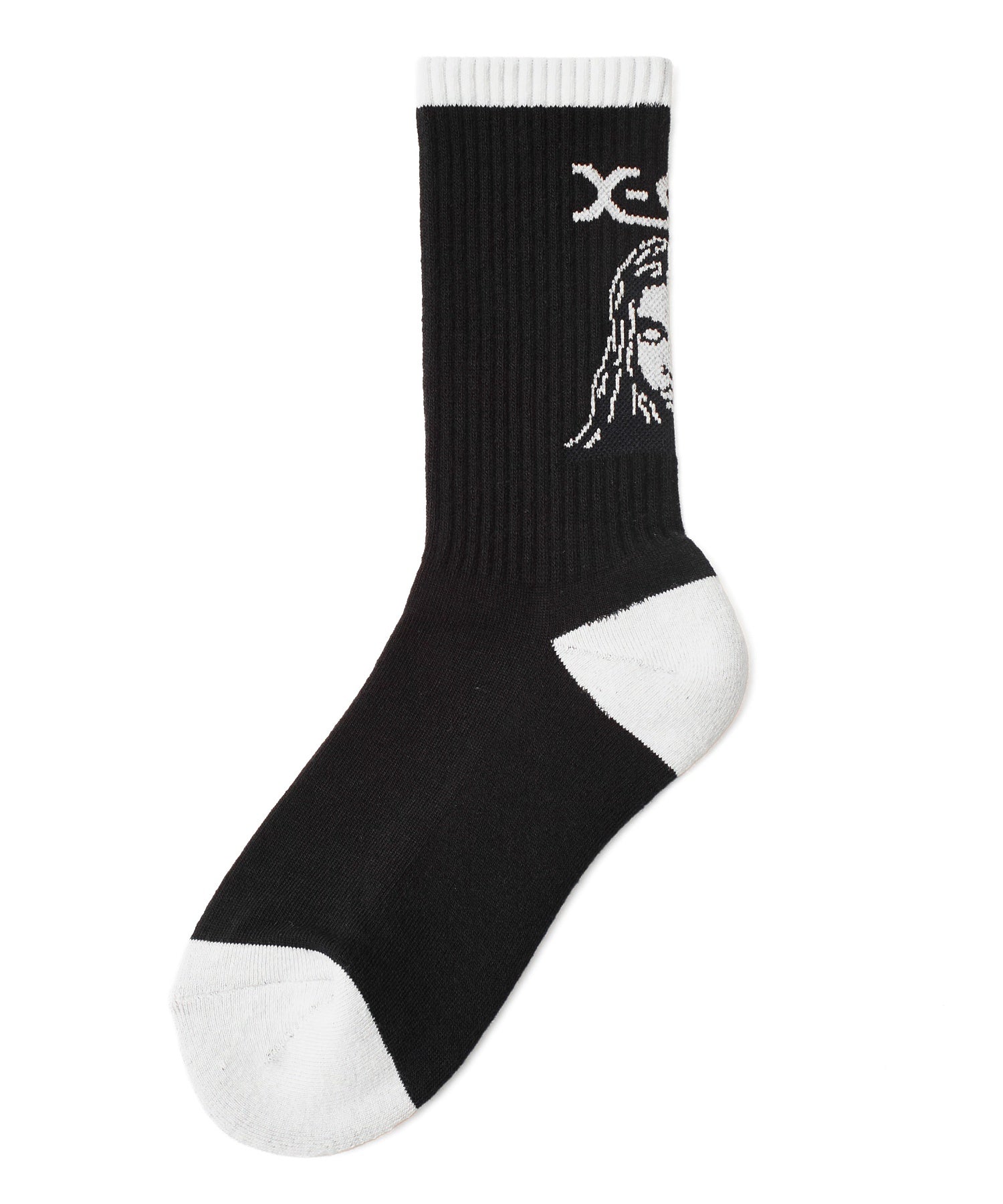 FACE JACQUARD RIBBED SOCKS