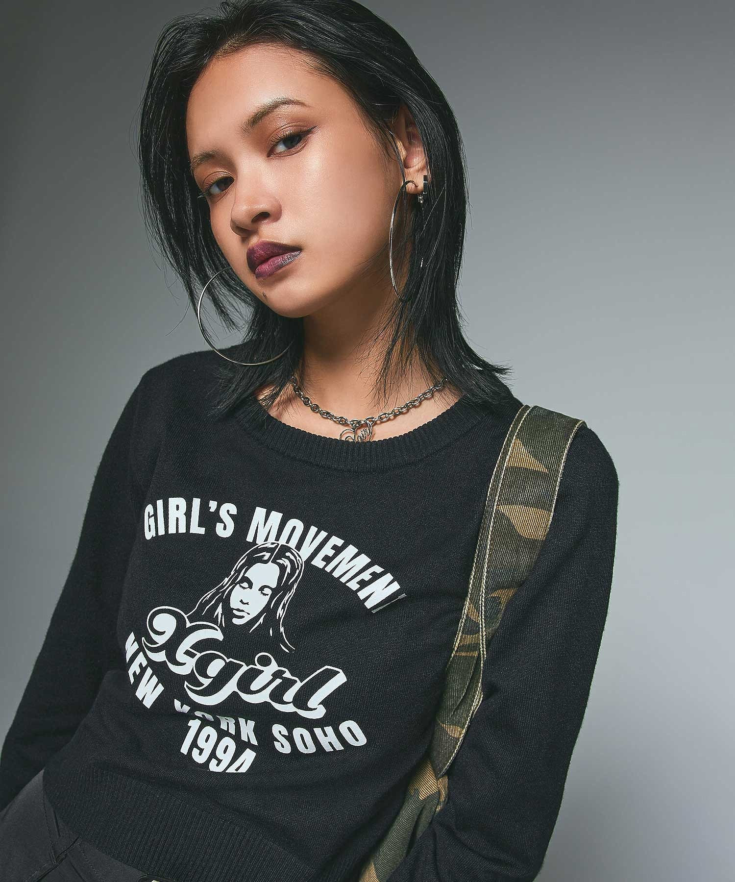 FACE PRINT KNIT TOP