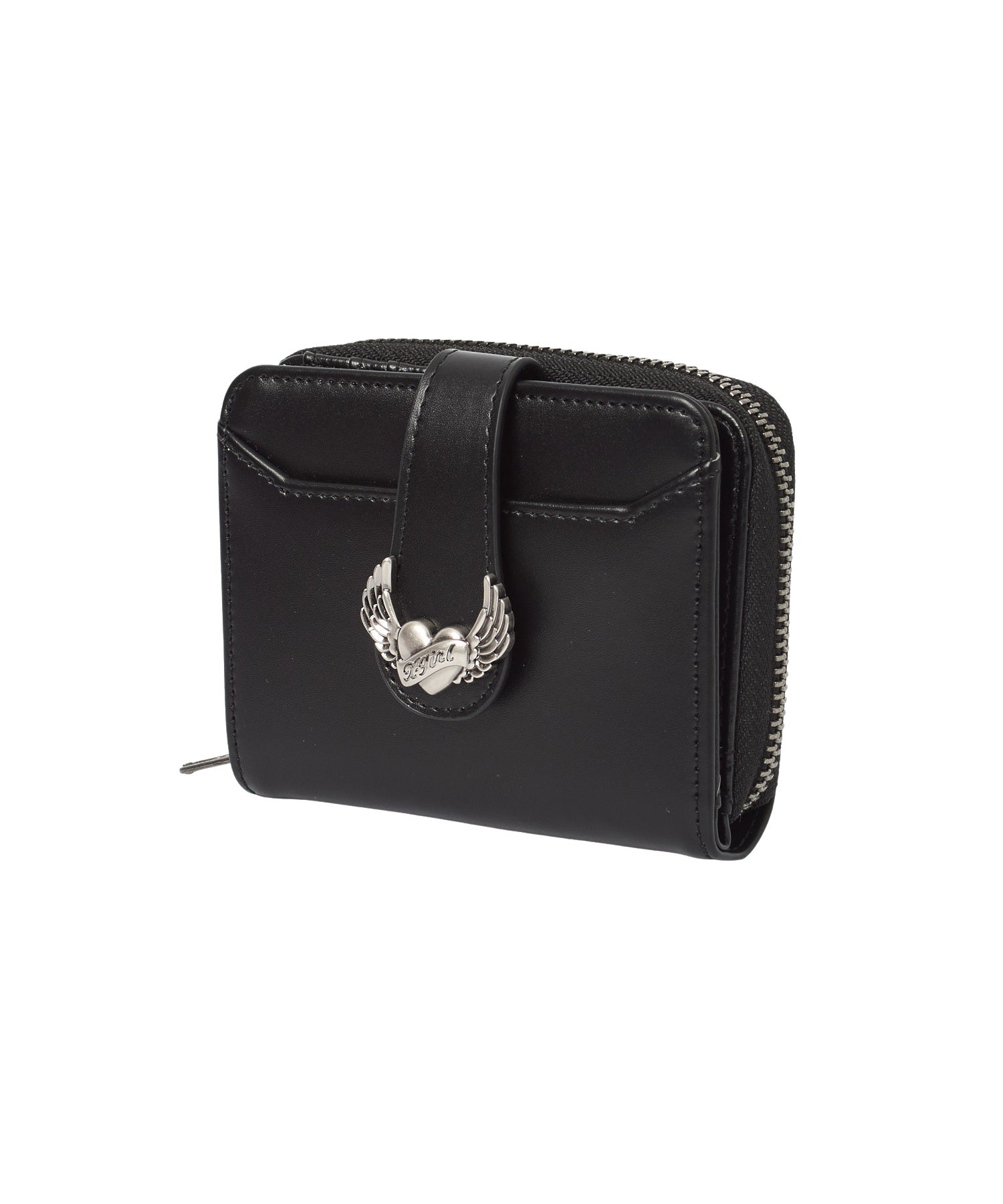 HEART AND WING EMBLEM FAUX LEATHER WALLET