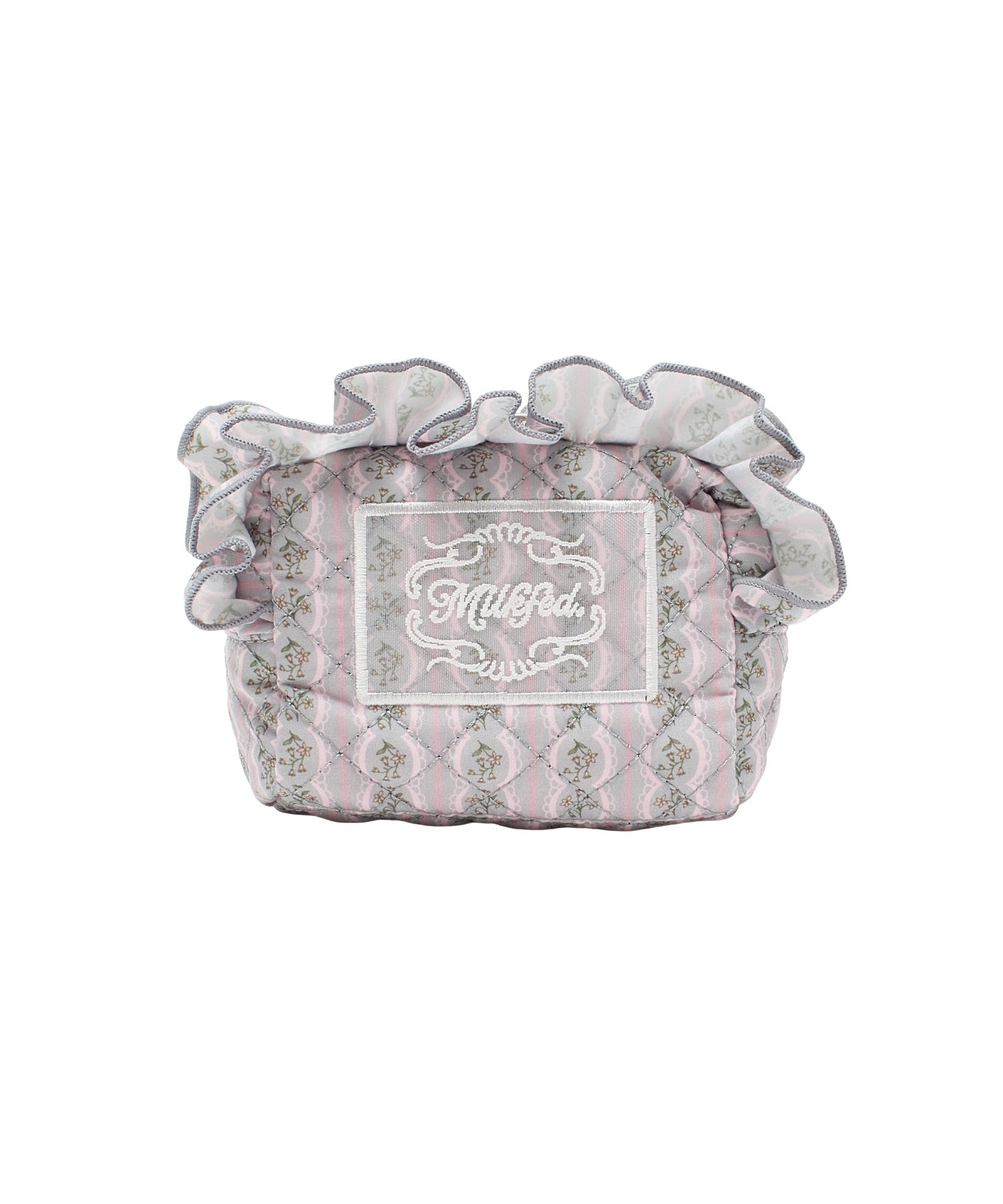 STRIPED FLOWER QUILTED POUCH