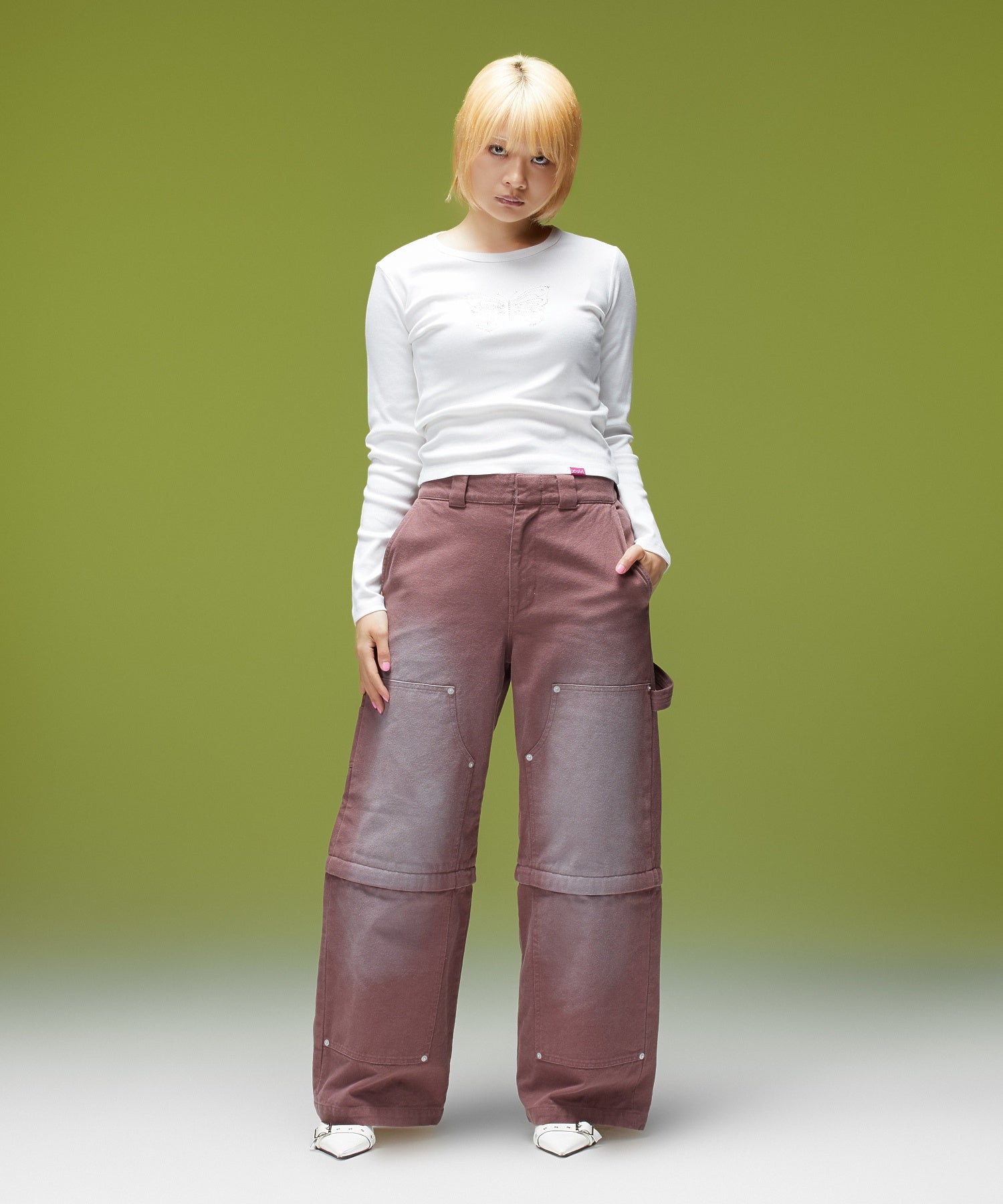 FADED 2WAY WIDE LEG WORK PANTS