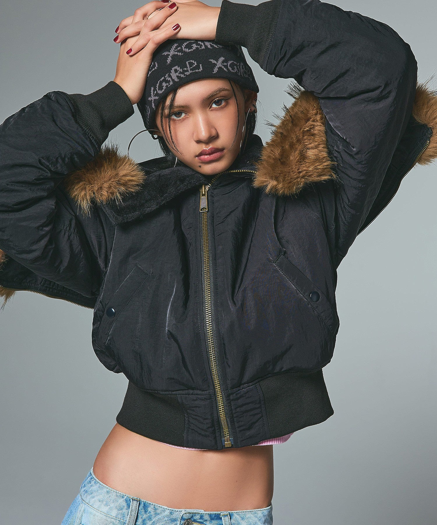 FAUX FUR HOODED JACKET