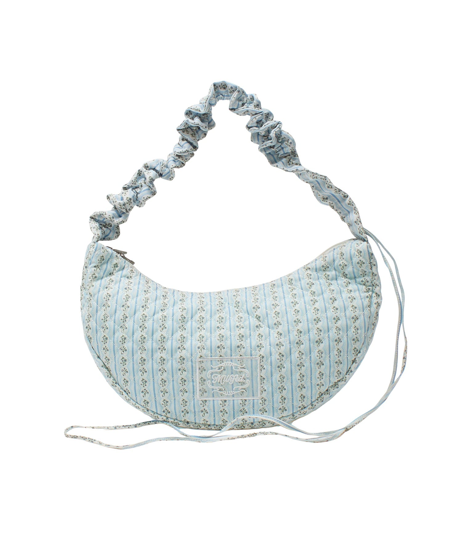 STRIPED FLOWER QUILTED SHOULDER BAG