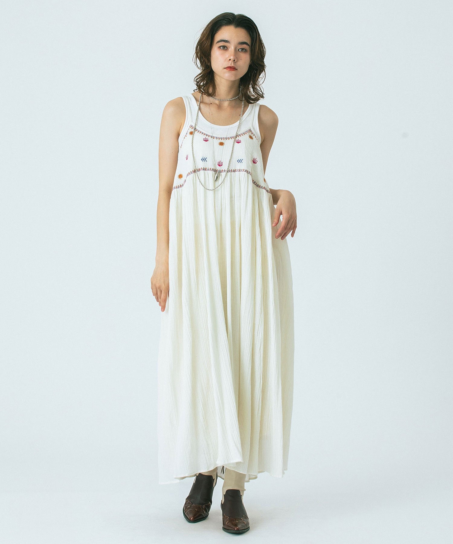 HLAADA for ROSE BUD/EMBROIDERY SLIP DRESS
