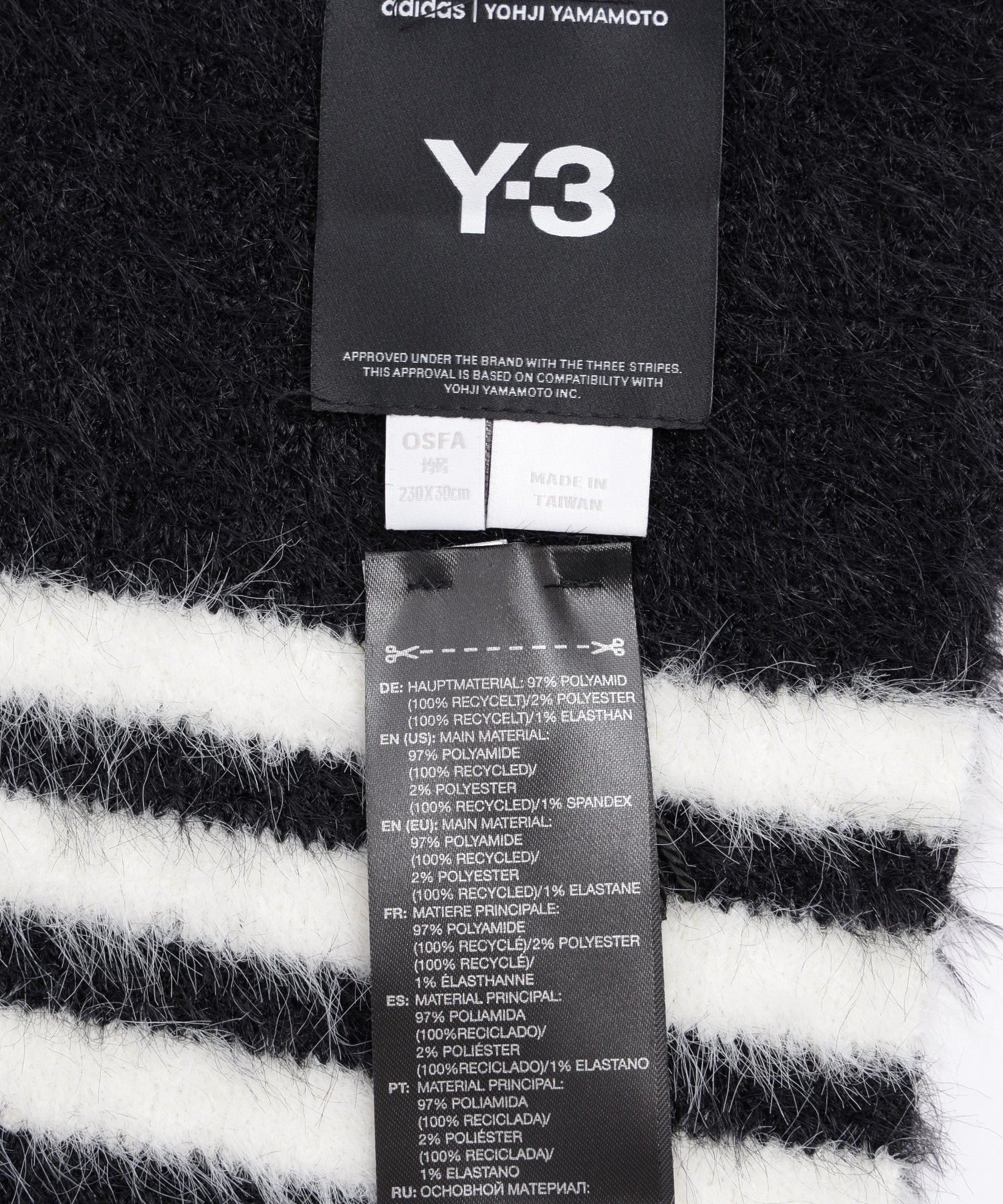 Y-3/ワイスリー/3S SCARF BLACK/CREWHT KS8164