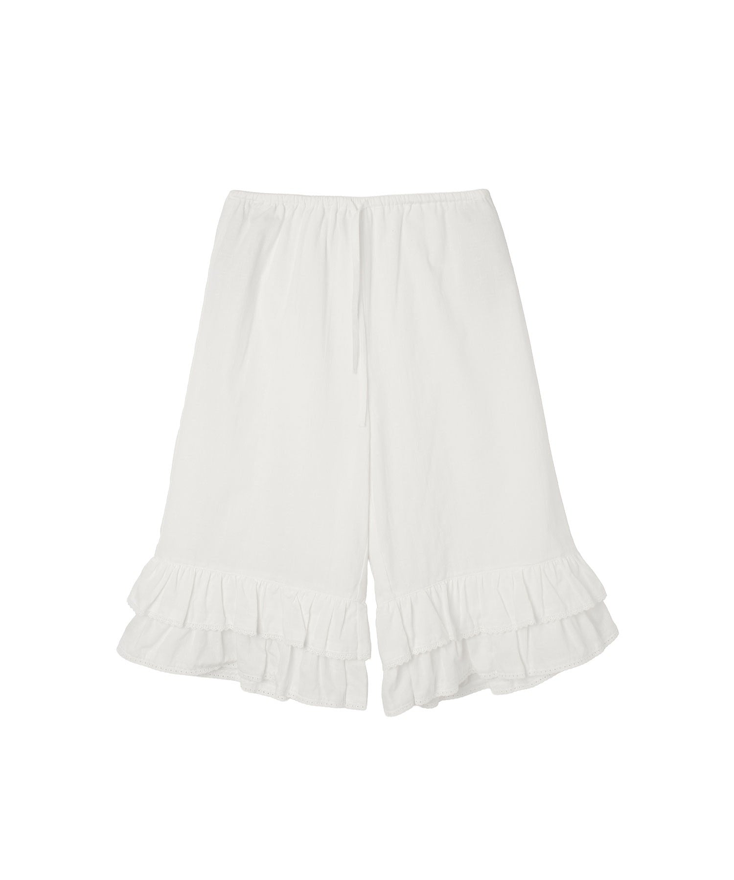 PISCESS/LACE FRILL CAPRI PANTS