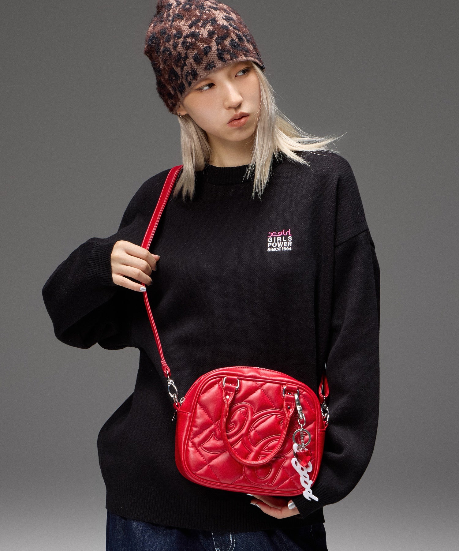 BOX LOGO AND FACE JACQUARD KNIT TOP