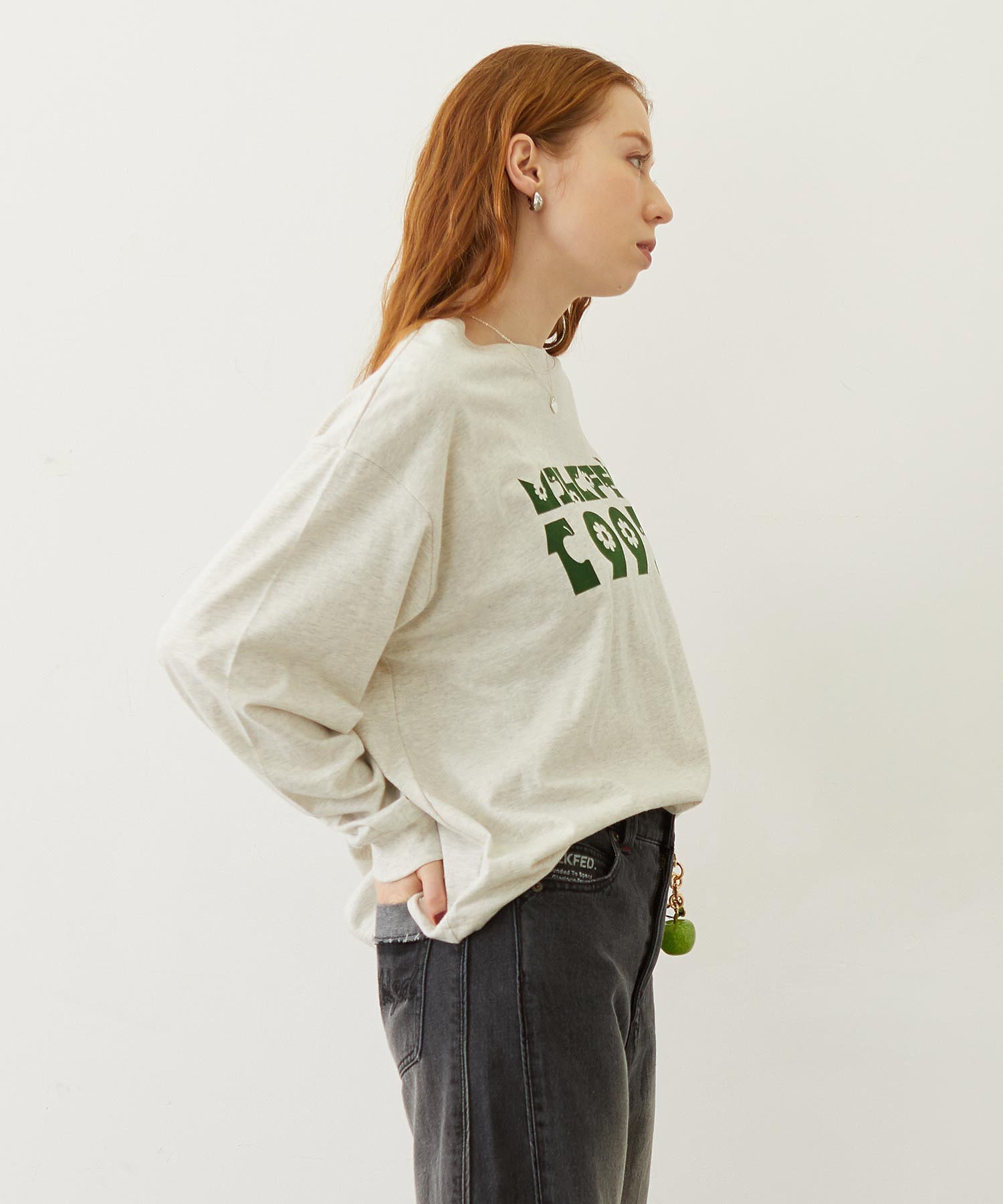 APPLE LOGO FLOCK PRINT L/S TEE