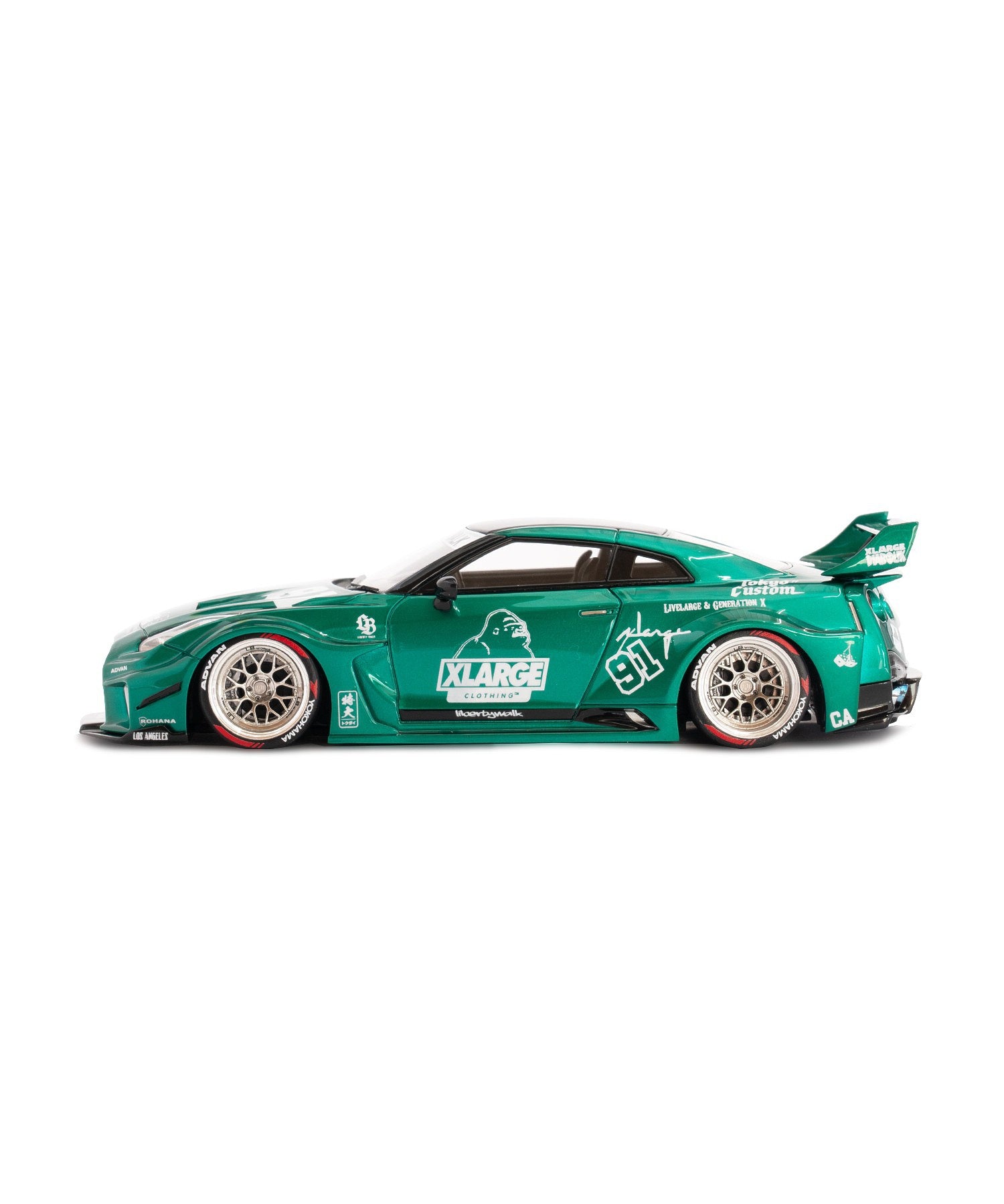 XLARGE×LIBERTY WALK 1/43 MakeUP LB Shiulette WORKS GT GTR GREEN