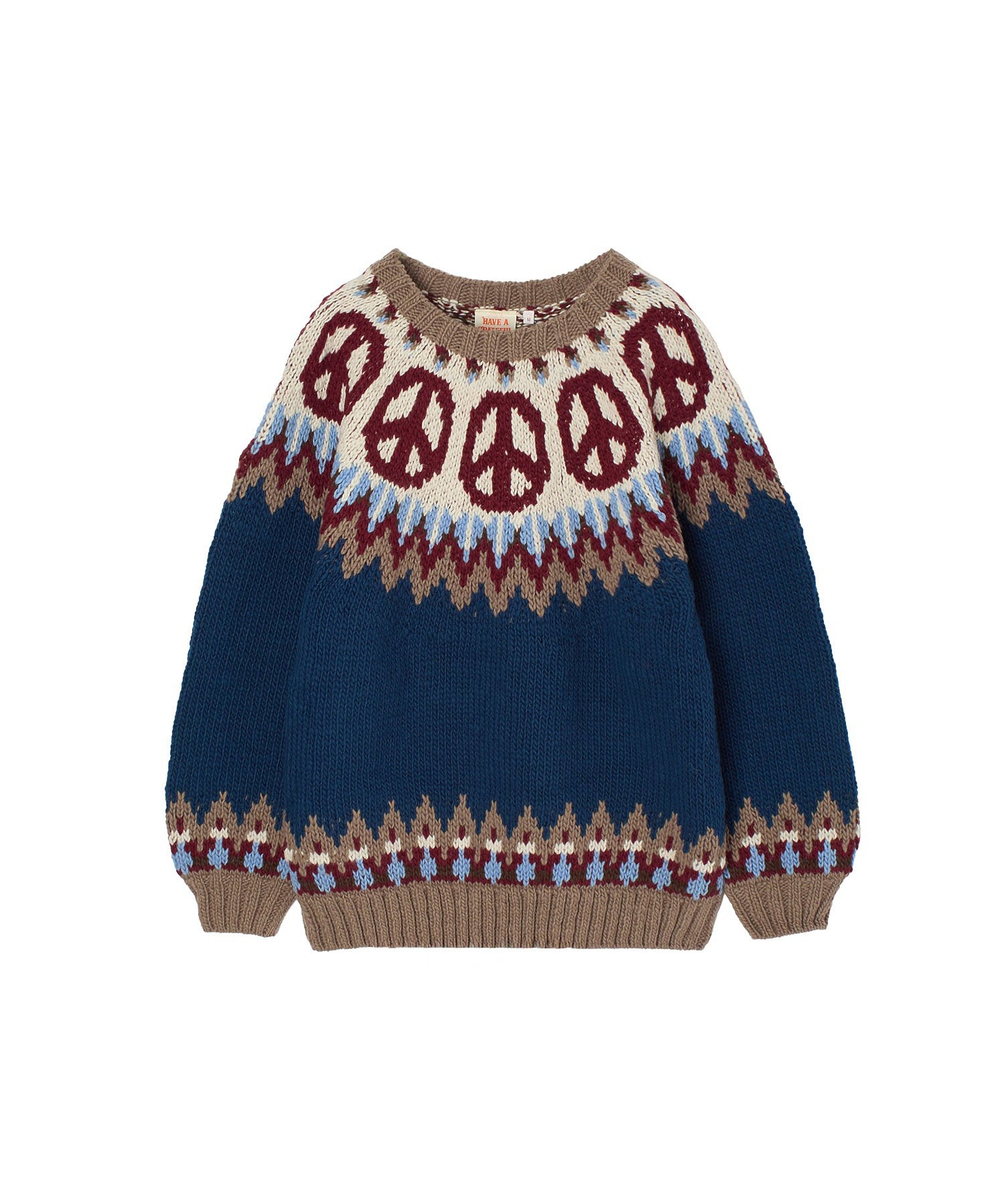 HAVE A GRATEFUL DAY/PEACE PATTERN KNIT CREW
