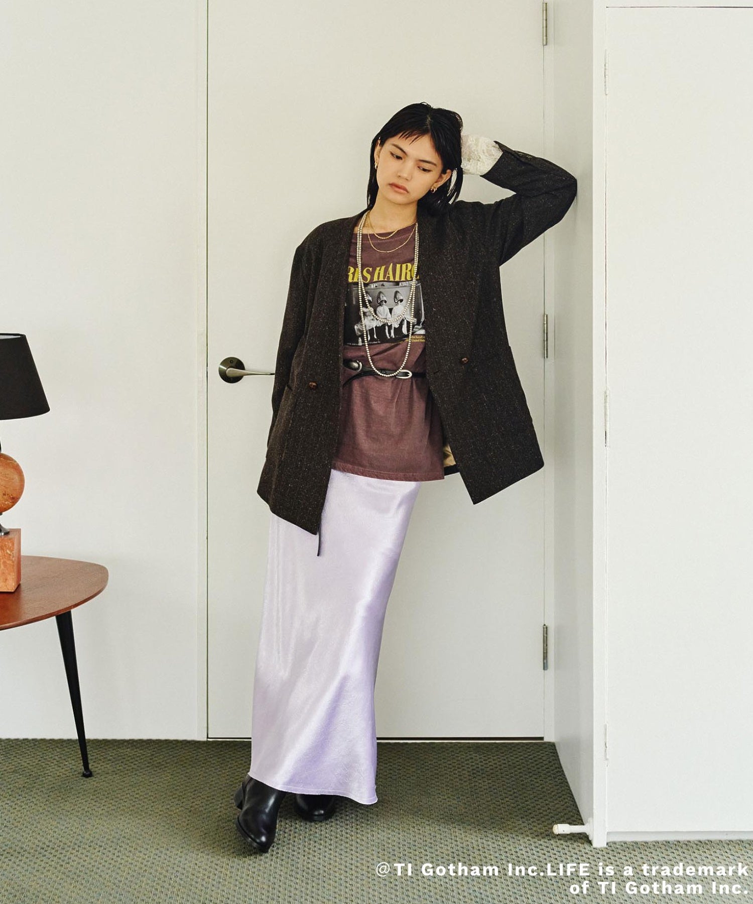 CREOLME/SATIN LONG SKIRT