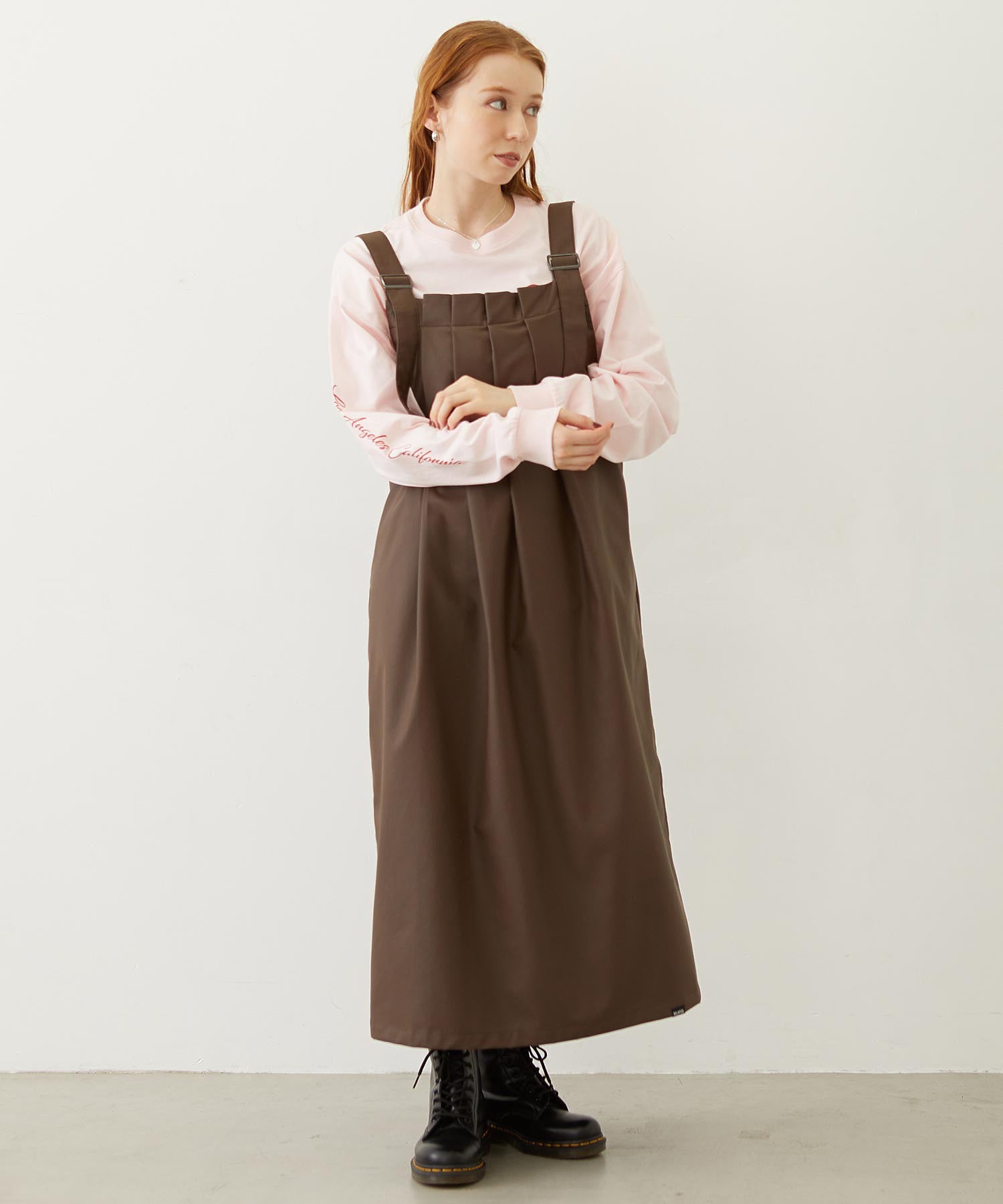 FAUX LEATHER TUCK DRESS