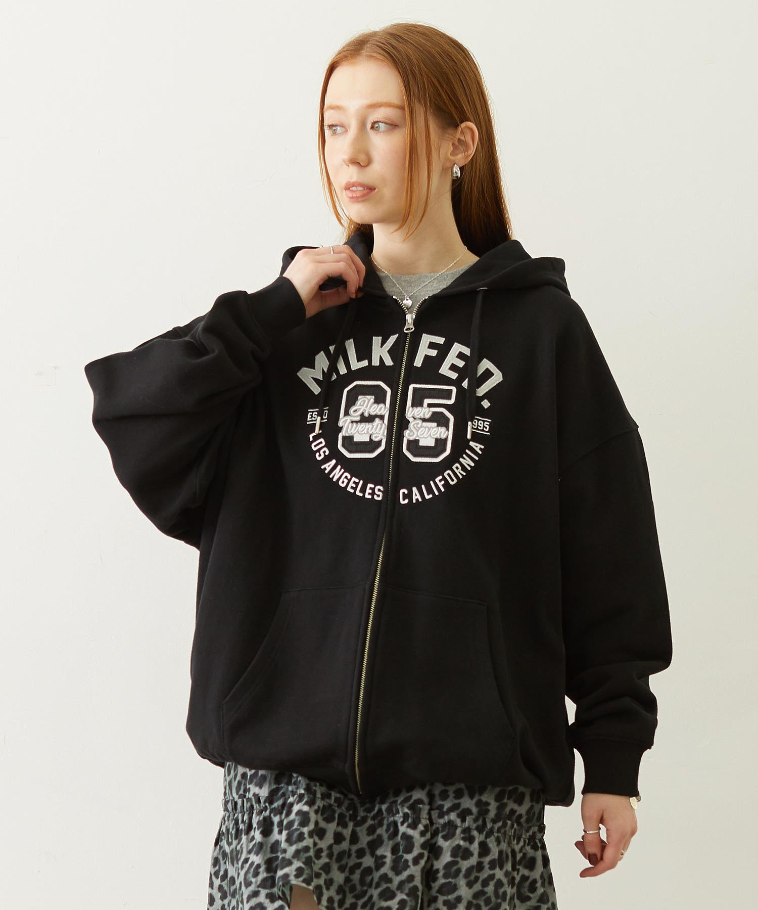 COLLEGE LOGO PATCH ZIP UP HOODIE