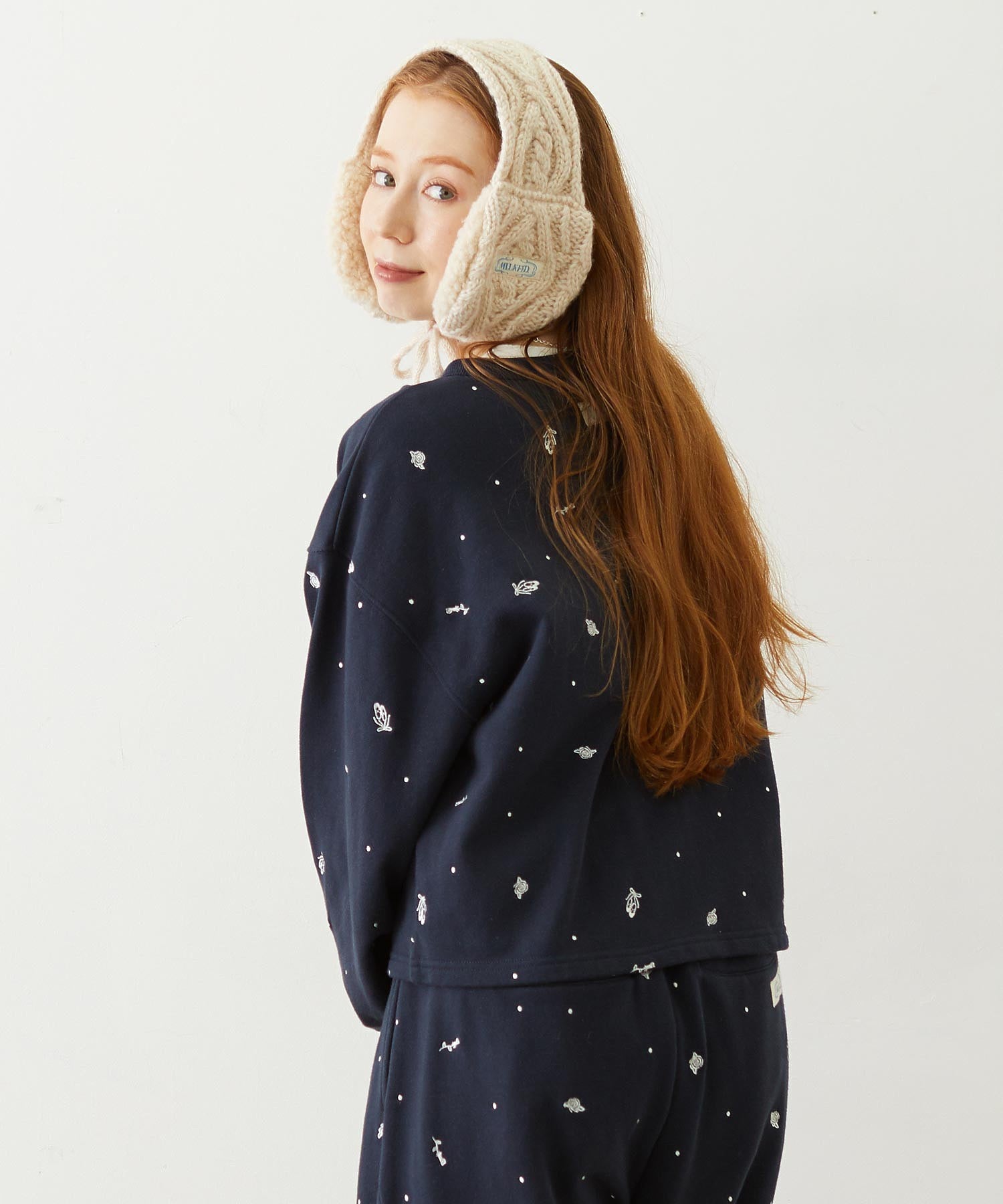 EMBROIDERED ROSE SWEAT JACKET