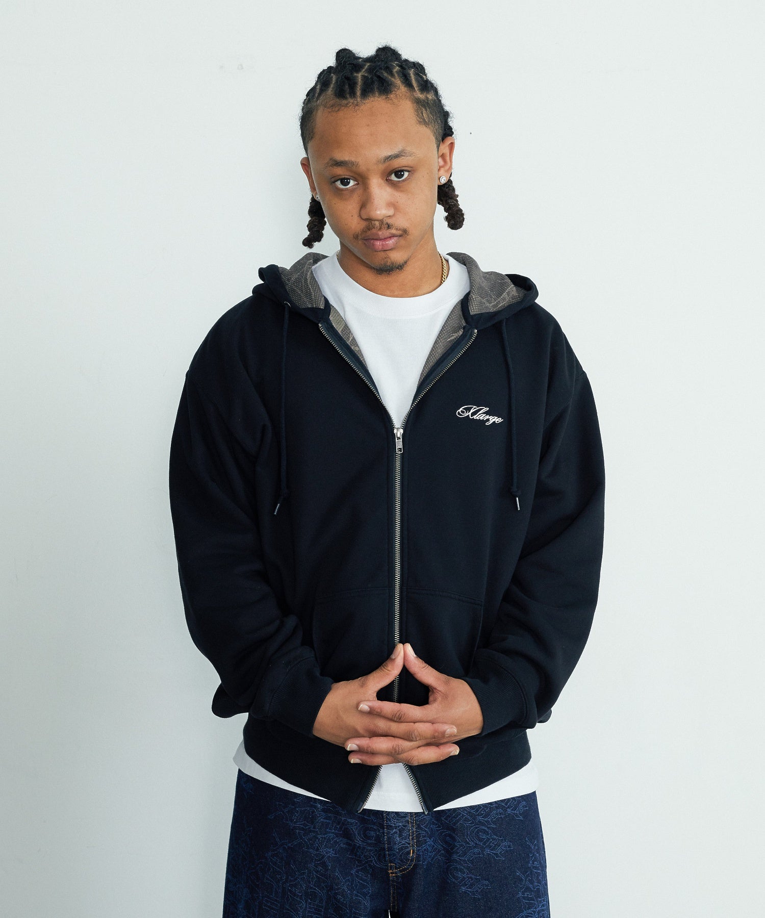 DOUBLE LAYERED ZIP HOODED SWEATSHIRT