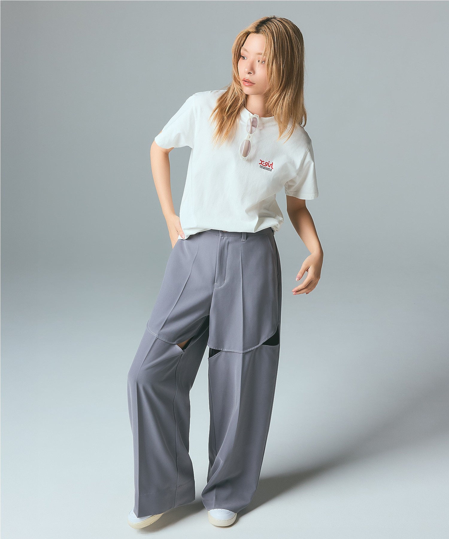 CURVED CUT PANELED PANTS