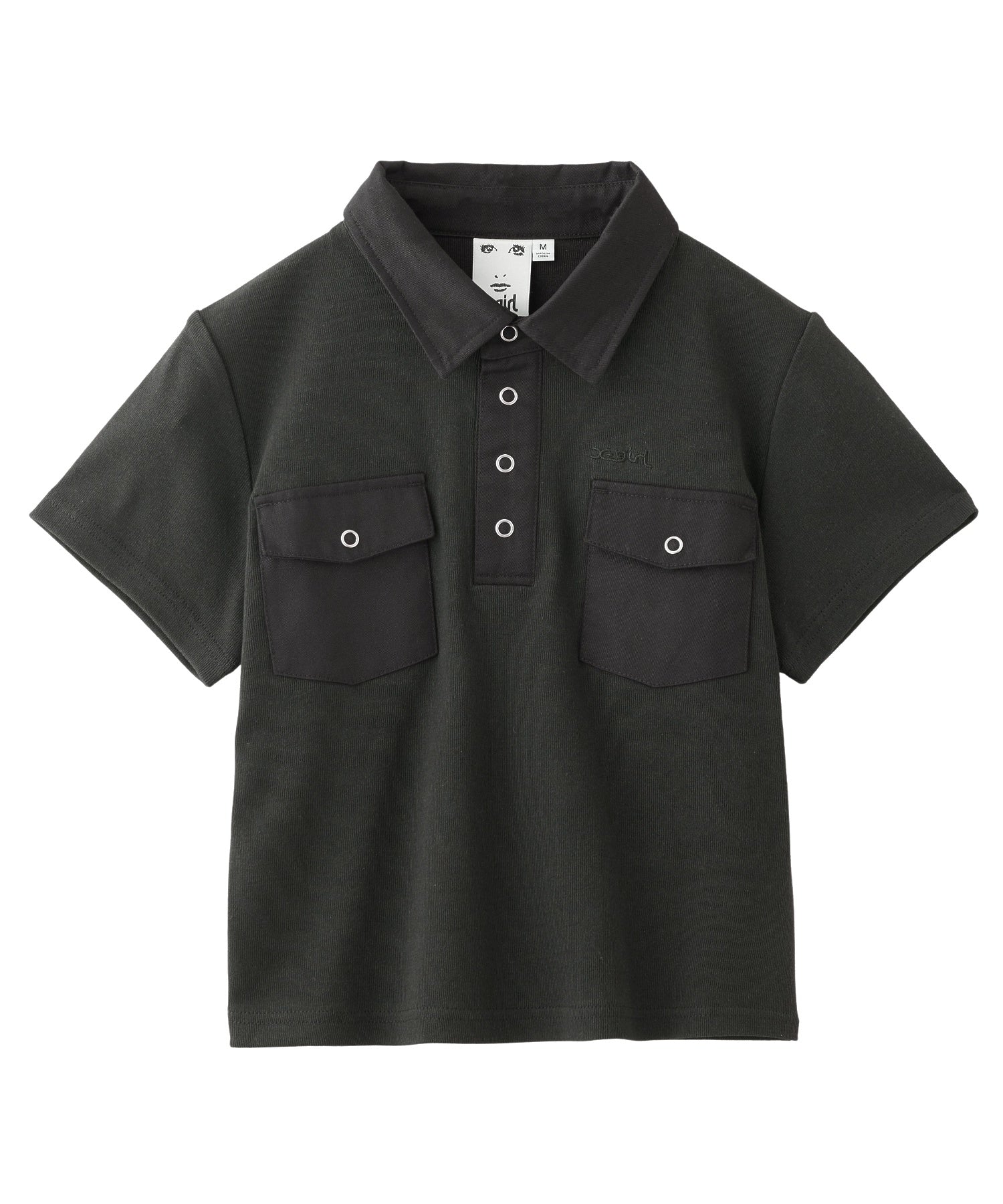 WOVEN MIX POLO TOP