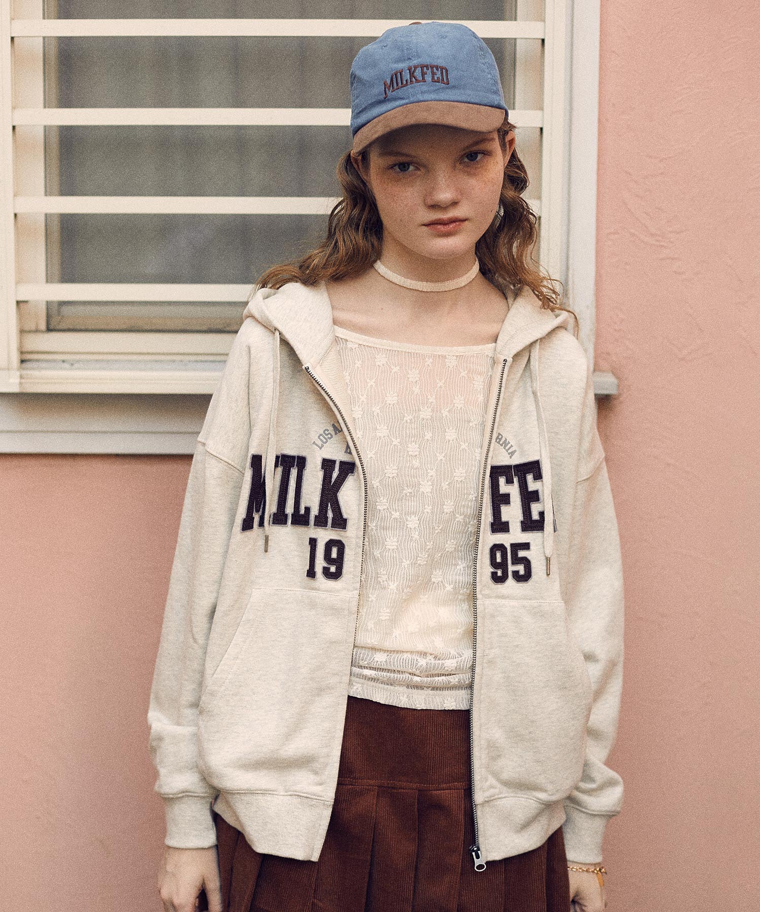 COLLEGE PATCH ZIP UP HOODIE