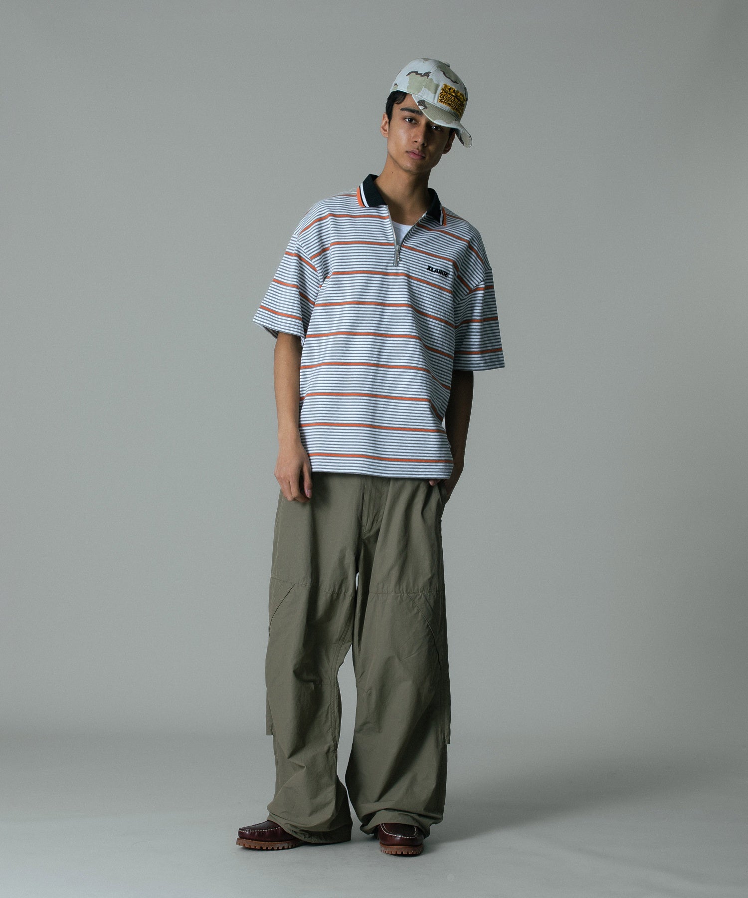STRIPE ZIP POLO SHIRT