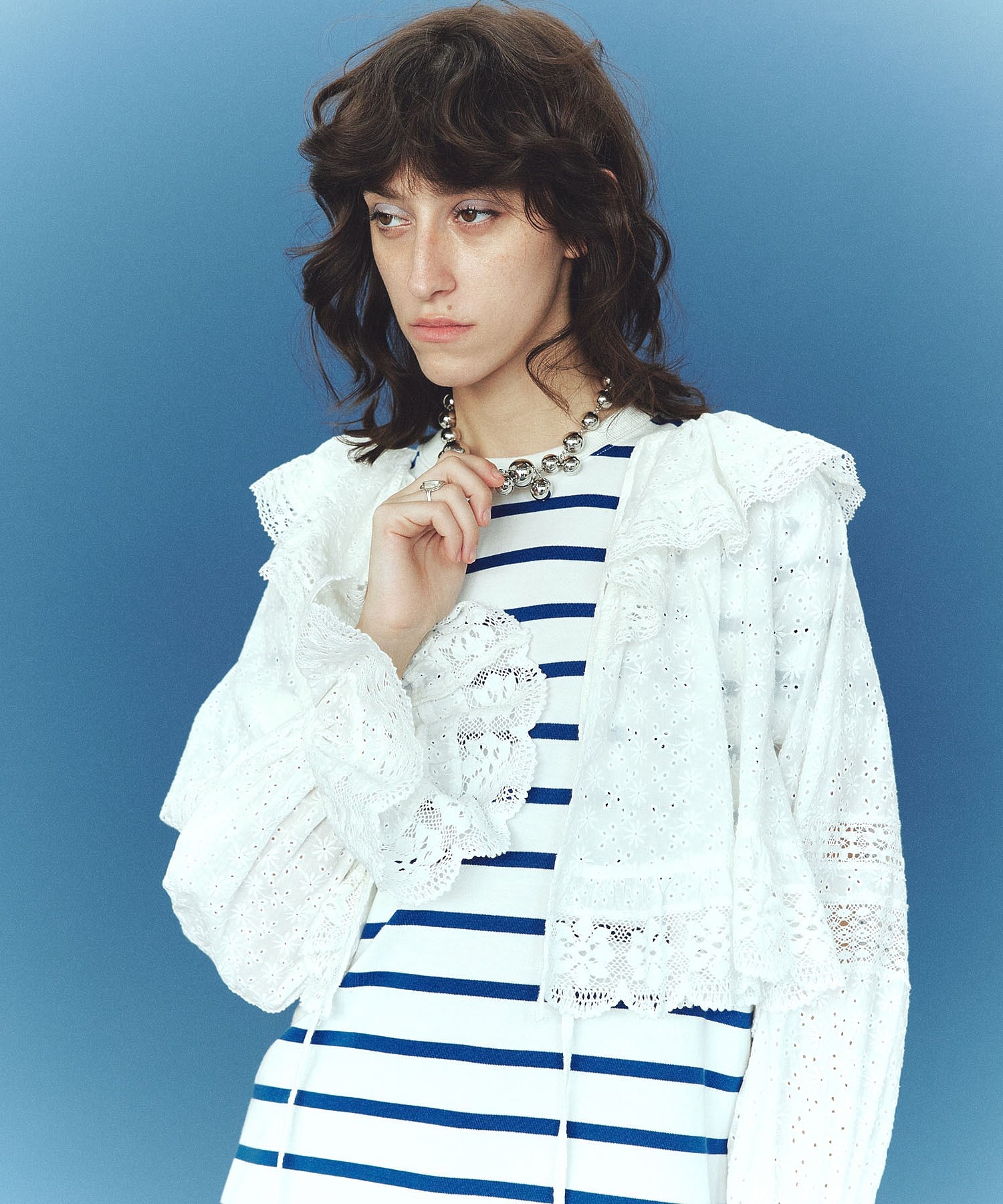 mag.by c/STRIPE H/S MINI CUT DRESS