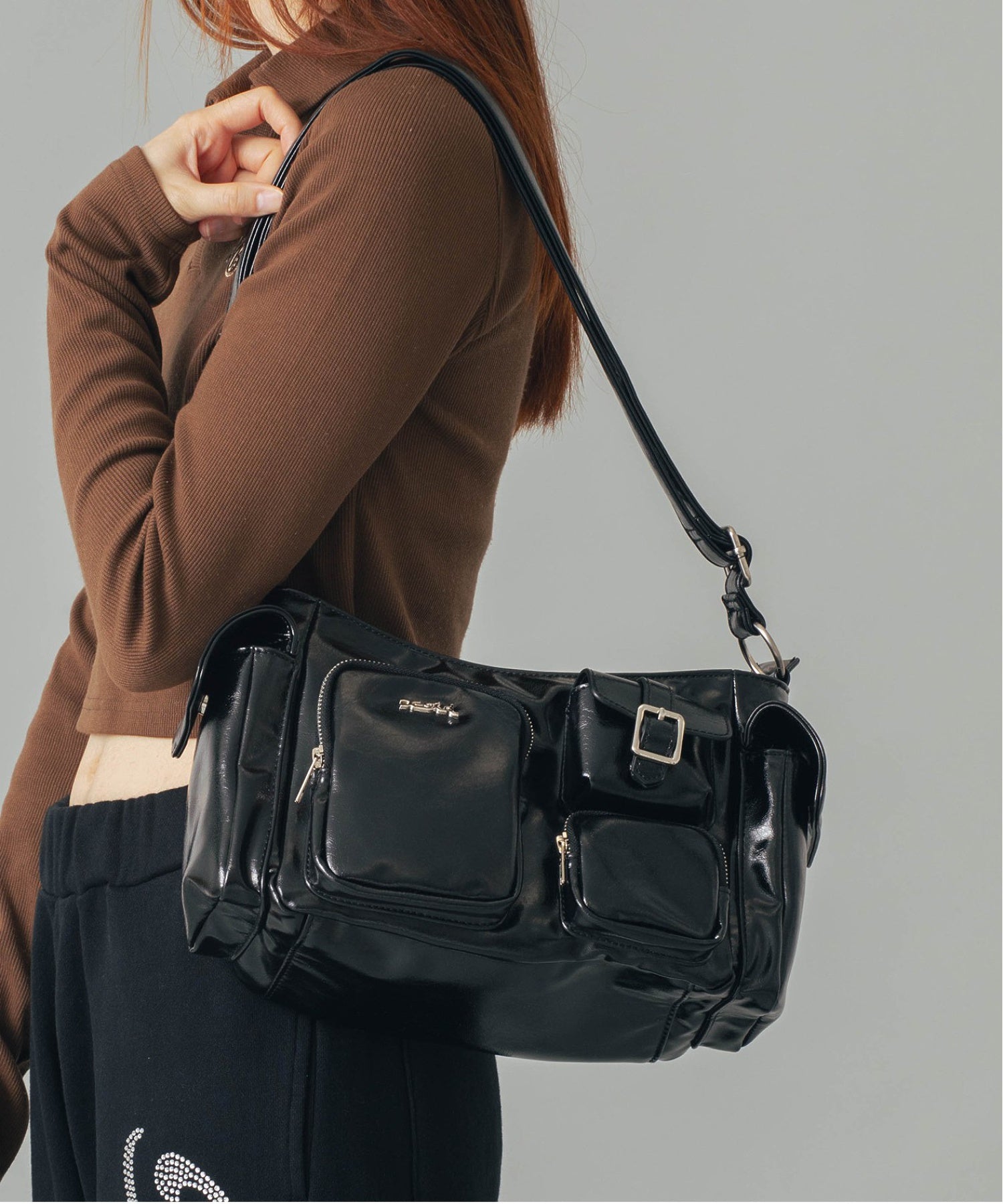 MULTI POCKET FAUX LEATHER HAND BAG