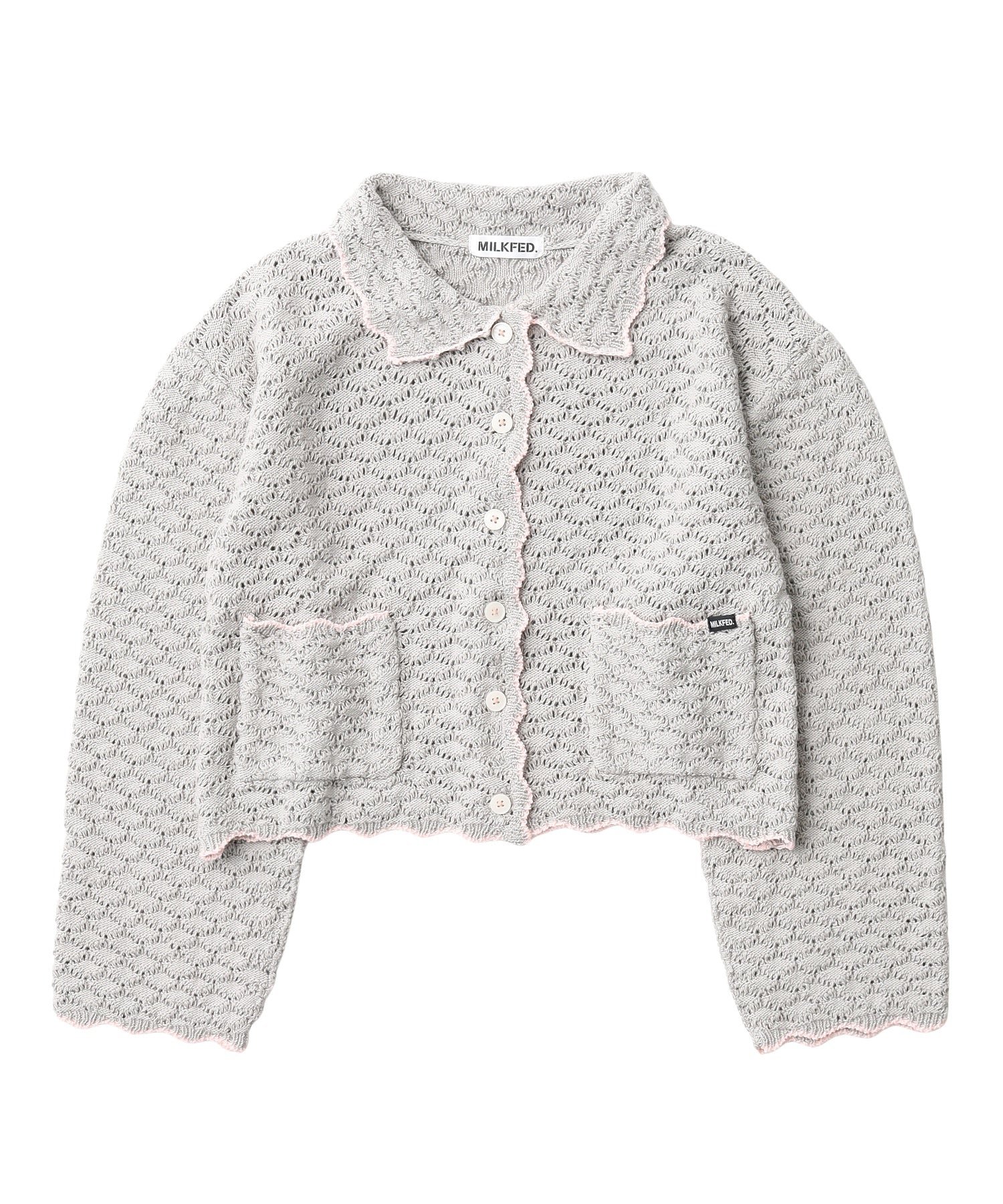 OPEN COLLAR CONTRAST TRIM KNIT CARDIGAN