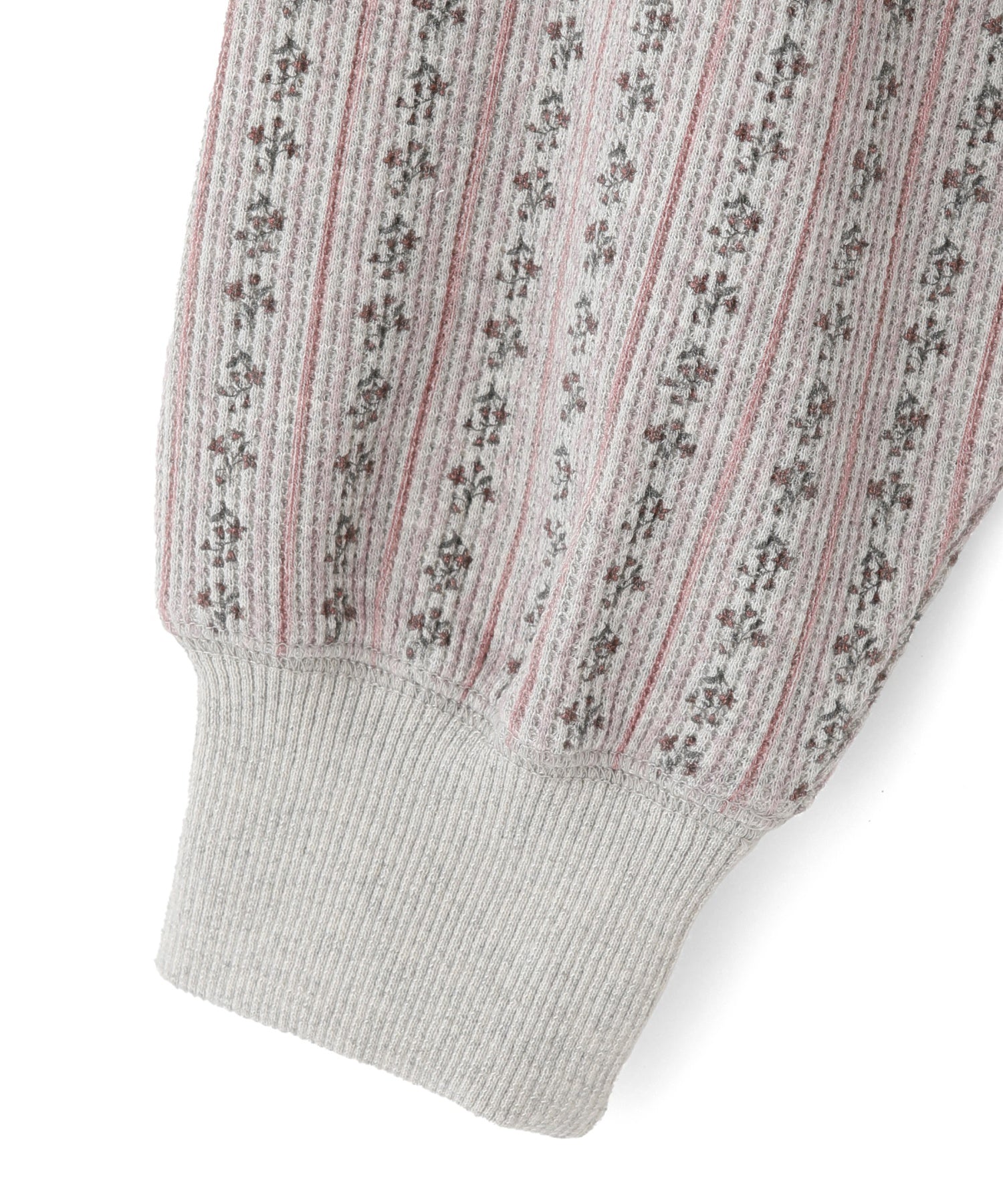 STRIPED FLOWER WAFFLE L/S TOP