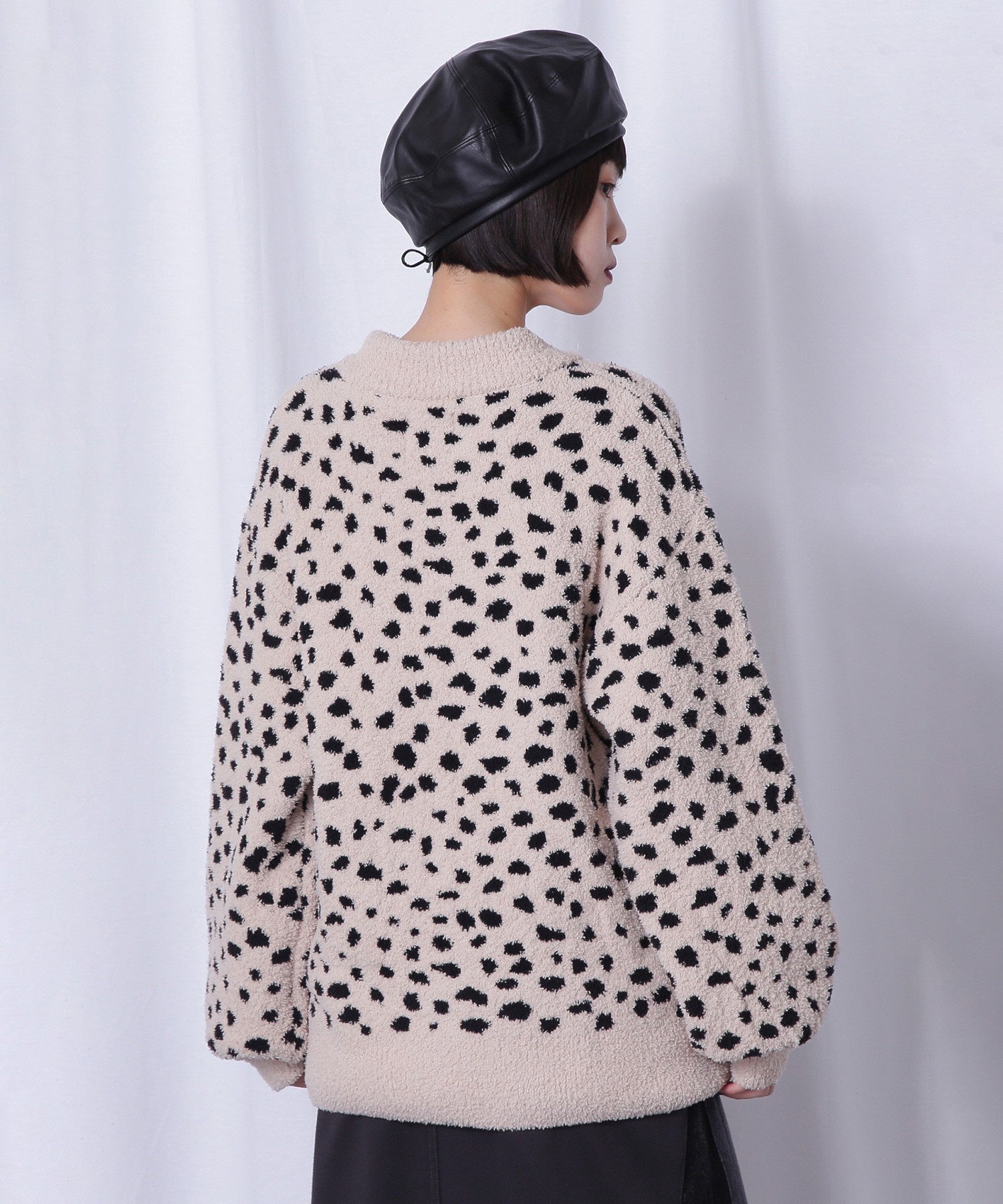 コンチョボタン モコモコ ヘンリーネックトップス