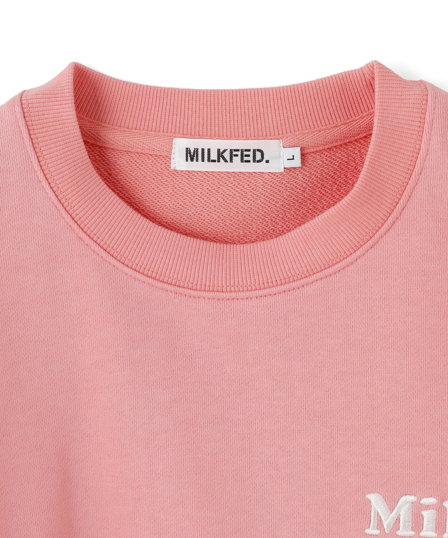MILKFED. PLAID LOGO WIDE CREW SWEAT