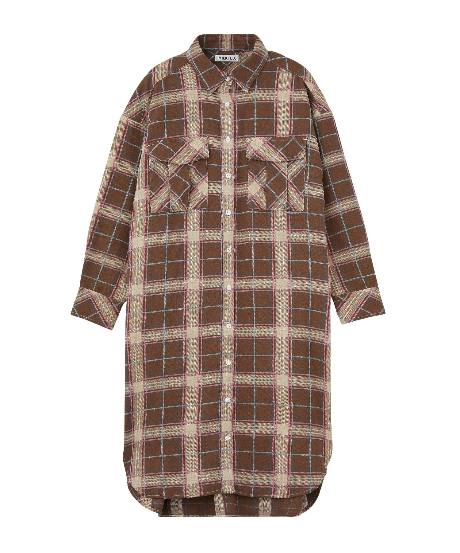 LOGO PLAID SHIRT DRESS