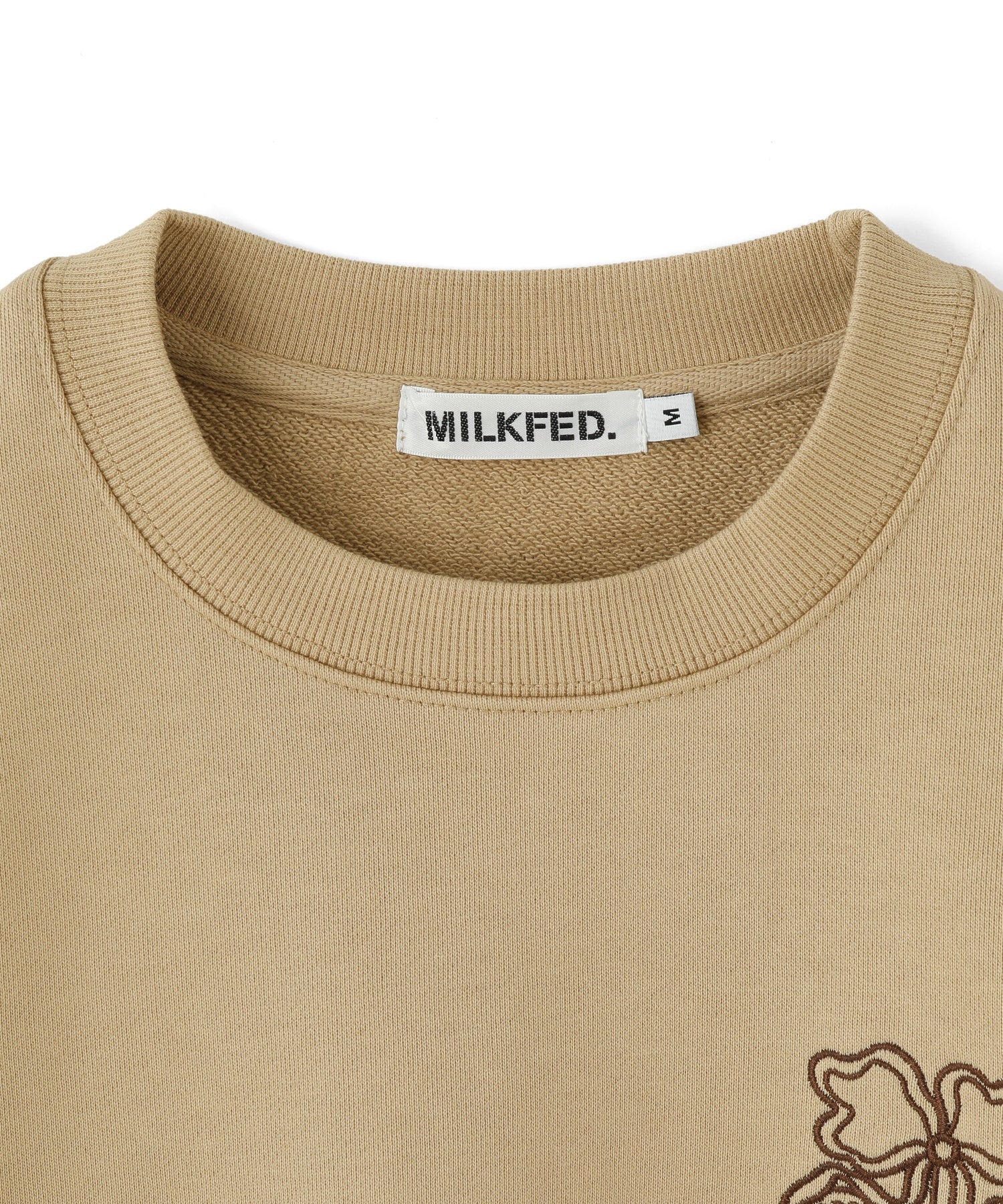 HEART RIBBON EMBLEM SHORT CREW SWEAT