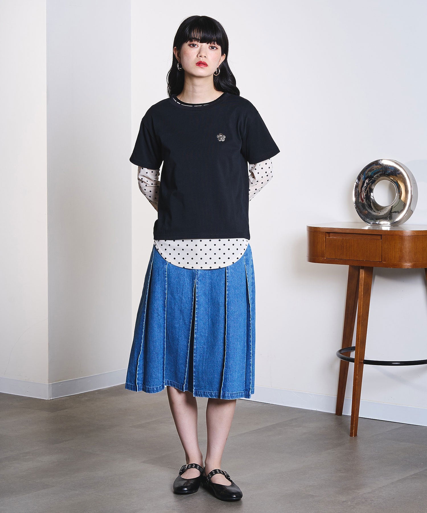【ROSE BUD別注】MARY QUANT/BACK APPLIQUE T-SHIRT