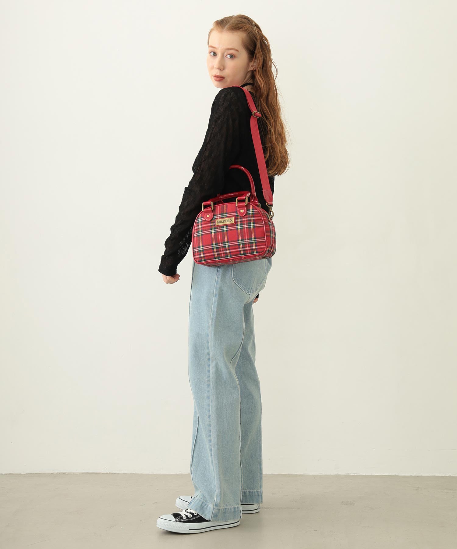 PLAID PATTERN BOSTON BAG