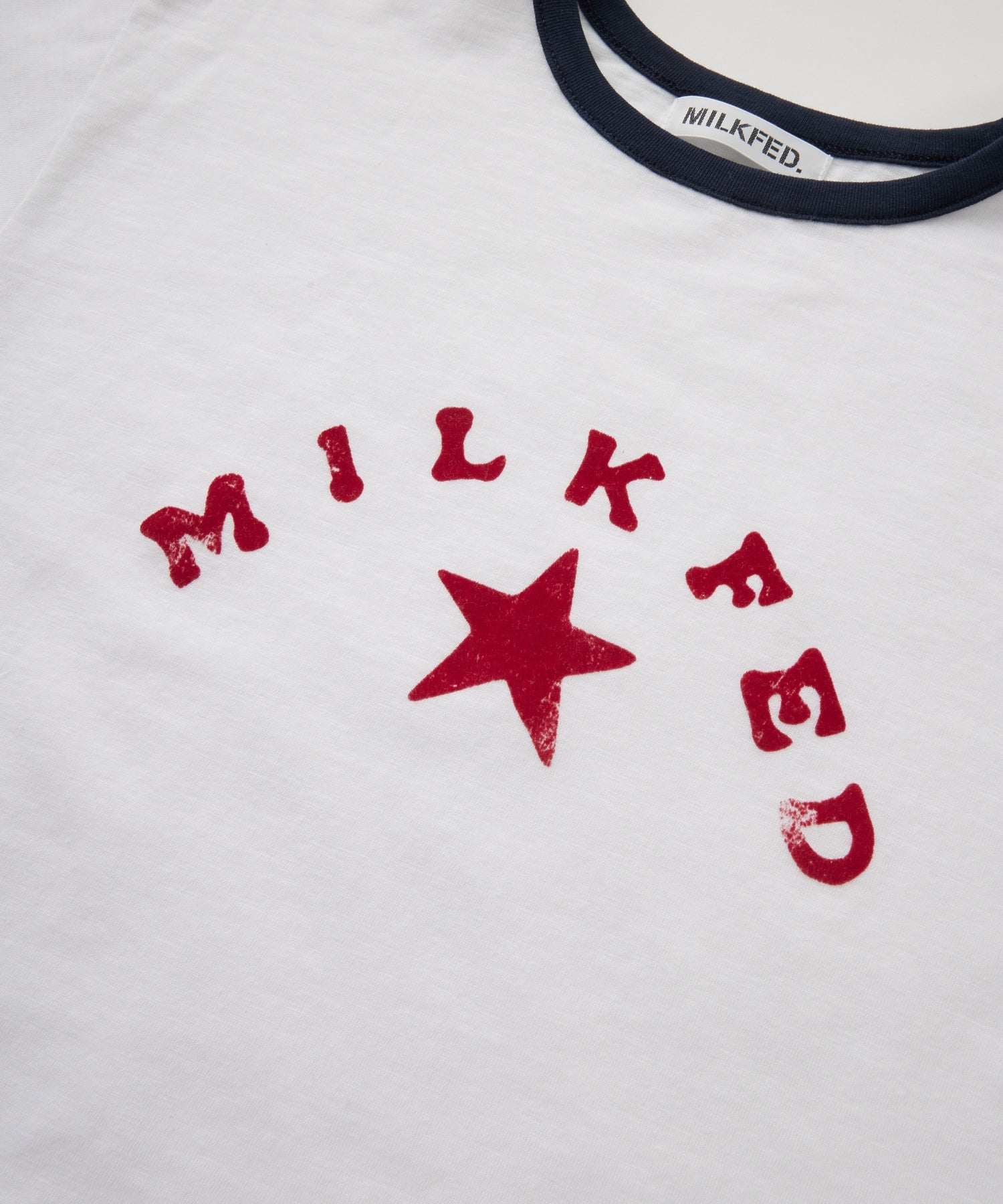 LOGO AND STAR FLOCKY PRINT RINGER TEE