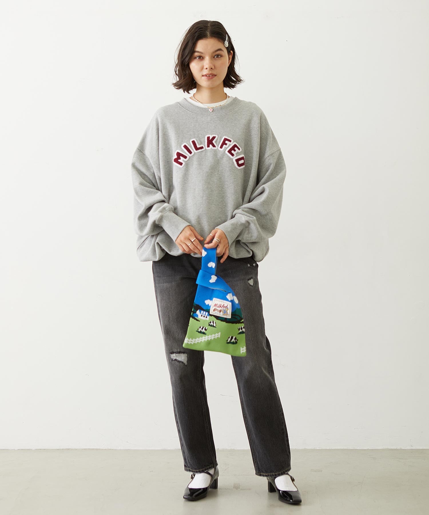 PATCH DRAWSTRING BIG SWEAT TOP