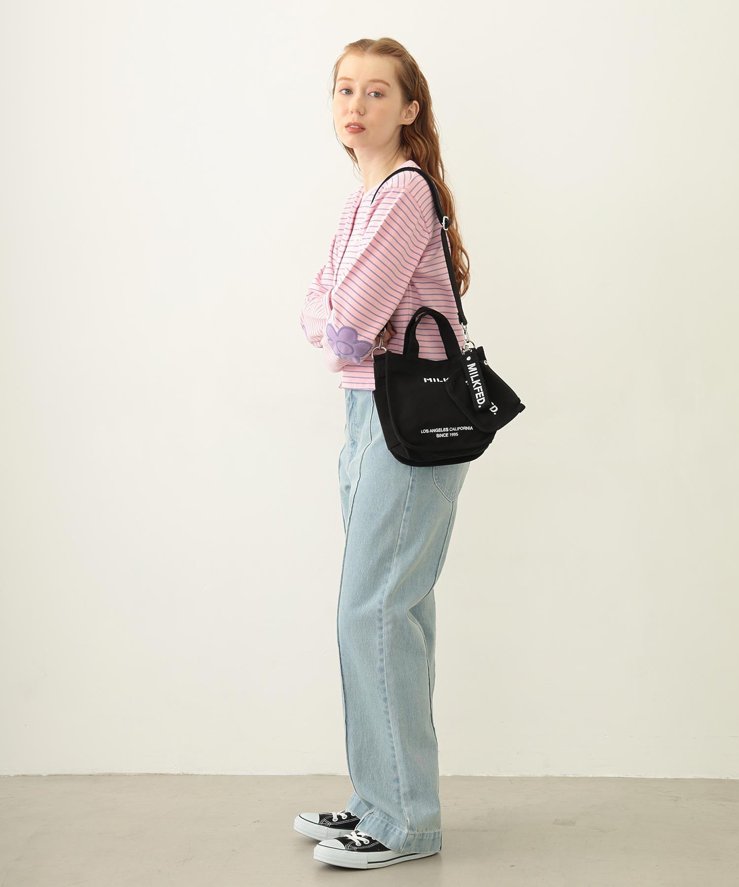 EMBROIDERED BAR MINI SHOULDER BAG W/STRAP MILKFED.