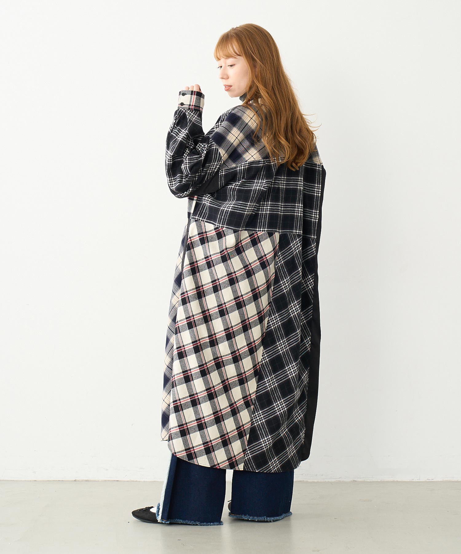 PLAID PATCHWORK SHIRT DRESS