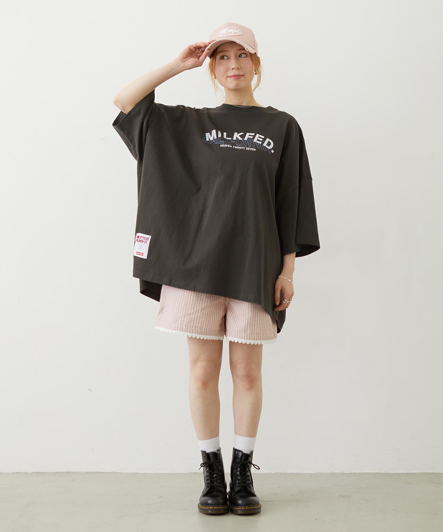 MILKFED.×CHAMPION LAYER LOGO BIG TEE