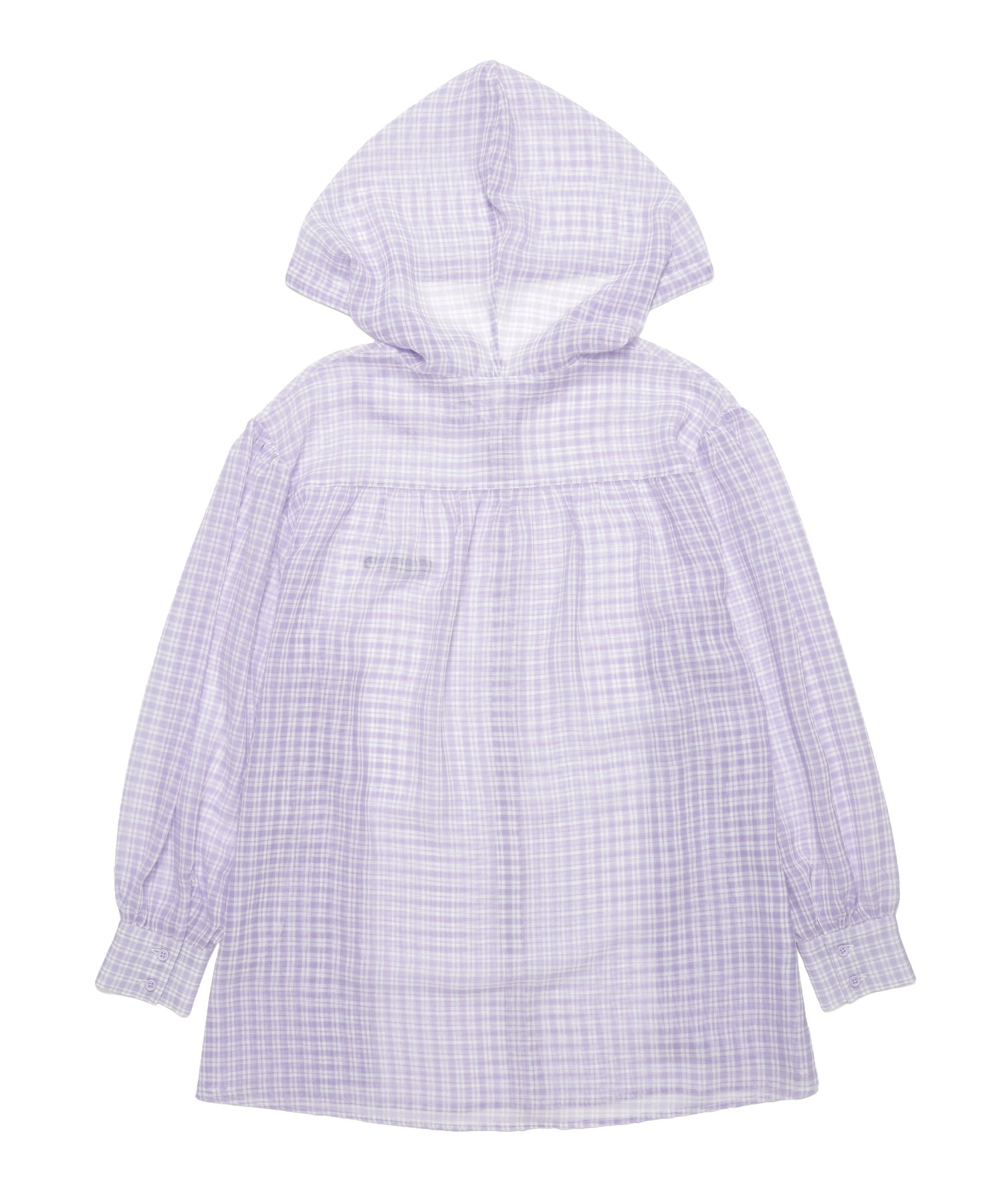 SHEER PLAID HOODED TOP
