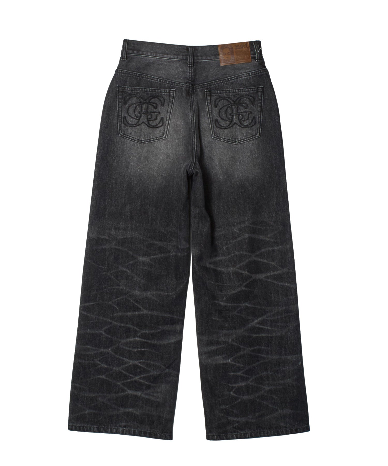 FADED WIDE LEG FLARE DENIM PANTS