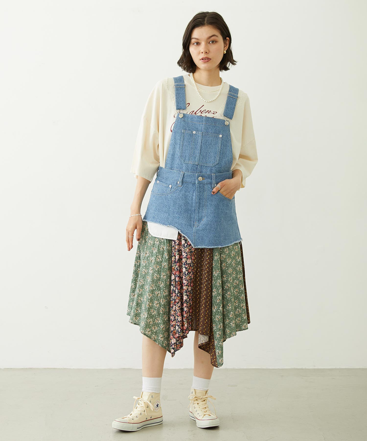 PATCHWORK OVERALL SKIRT
