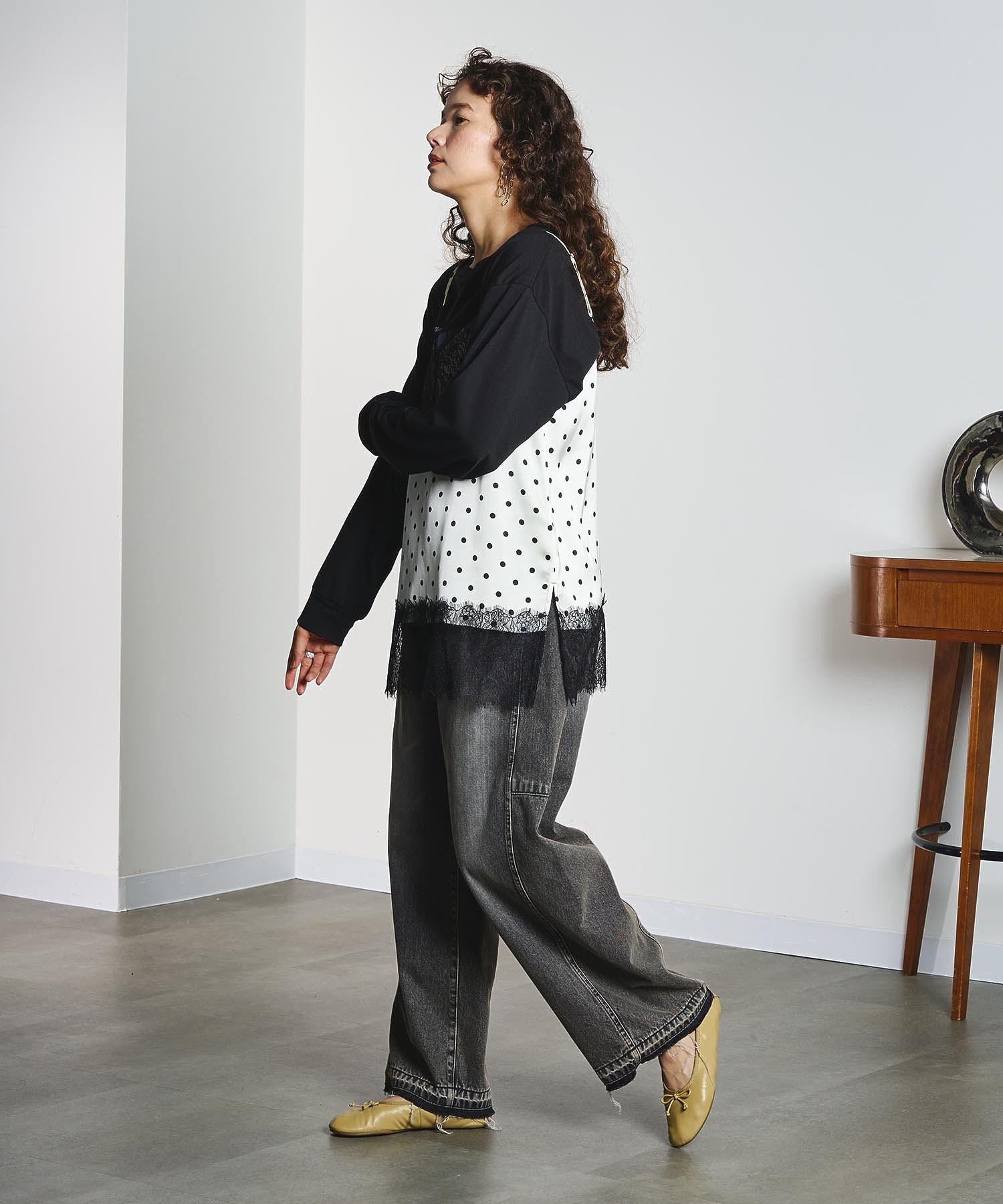 CREOLME/BARREL FIT DENIM PANTS