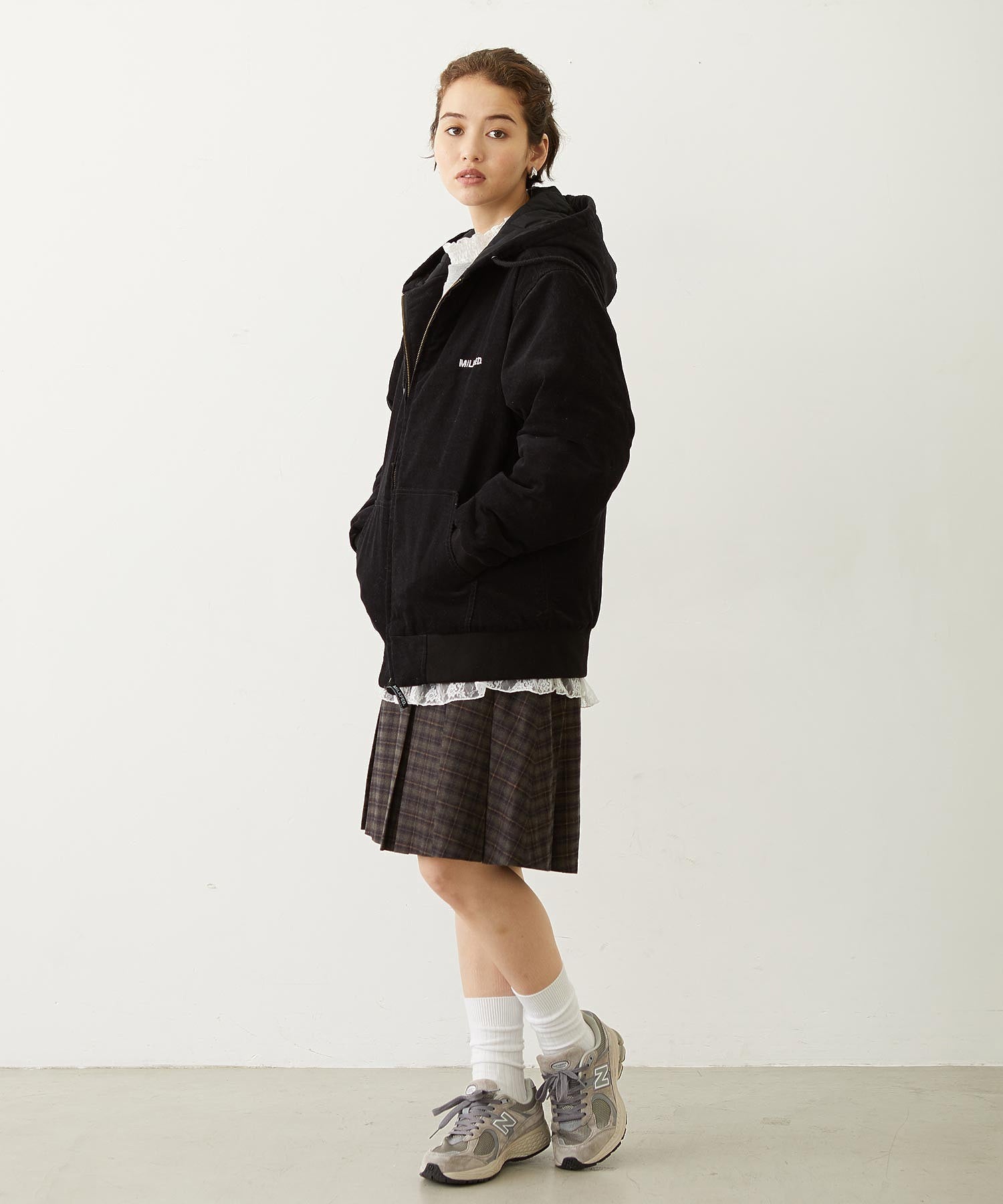 LOGO EMBROIDERED CORDUROY HOODED JACKET